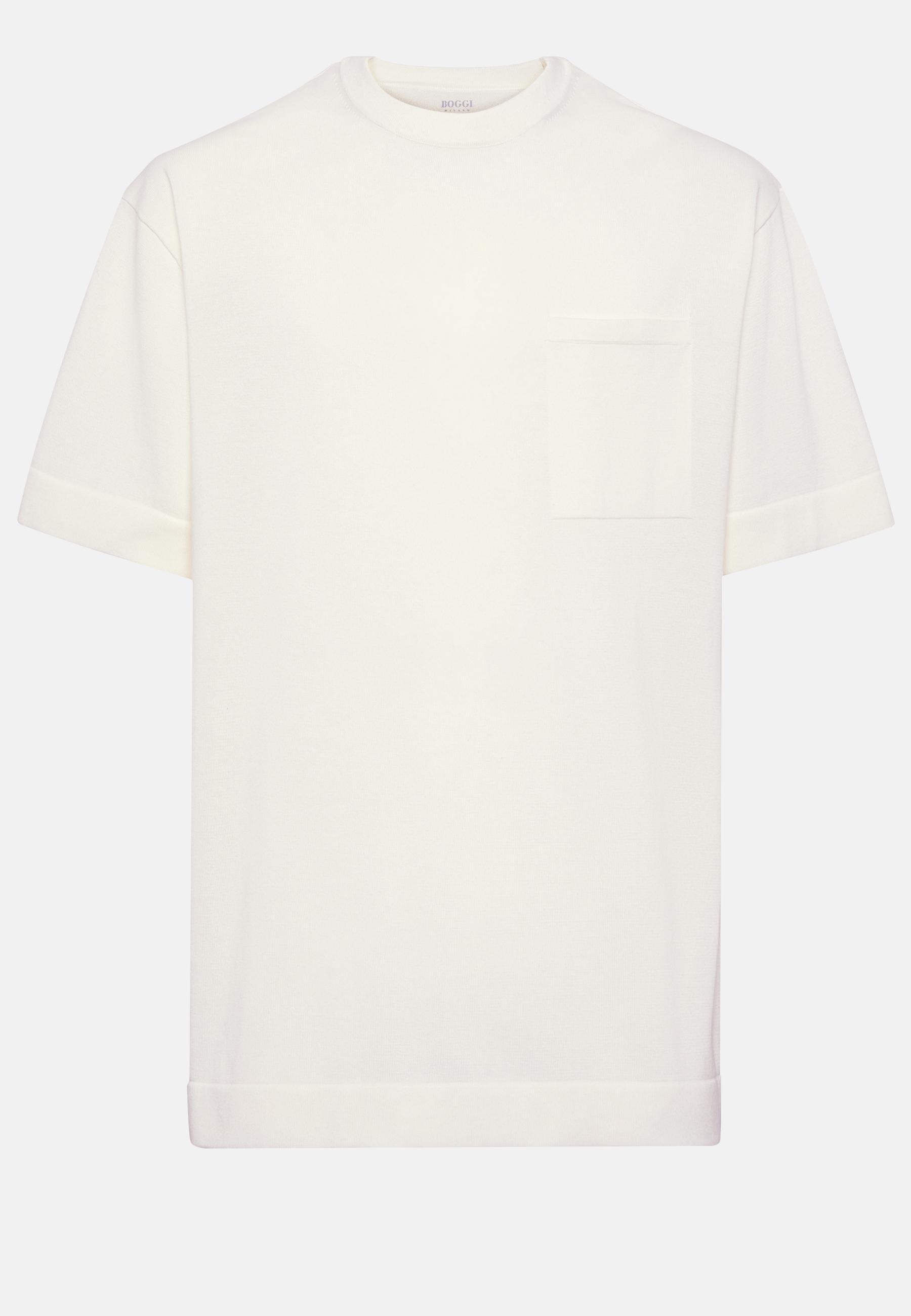 Pima Cotton Knitted T-Shirt White, White, large image number 3