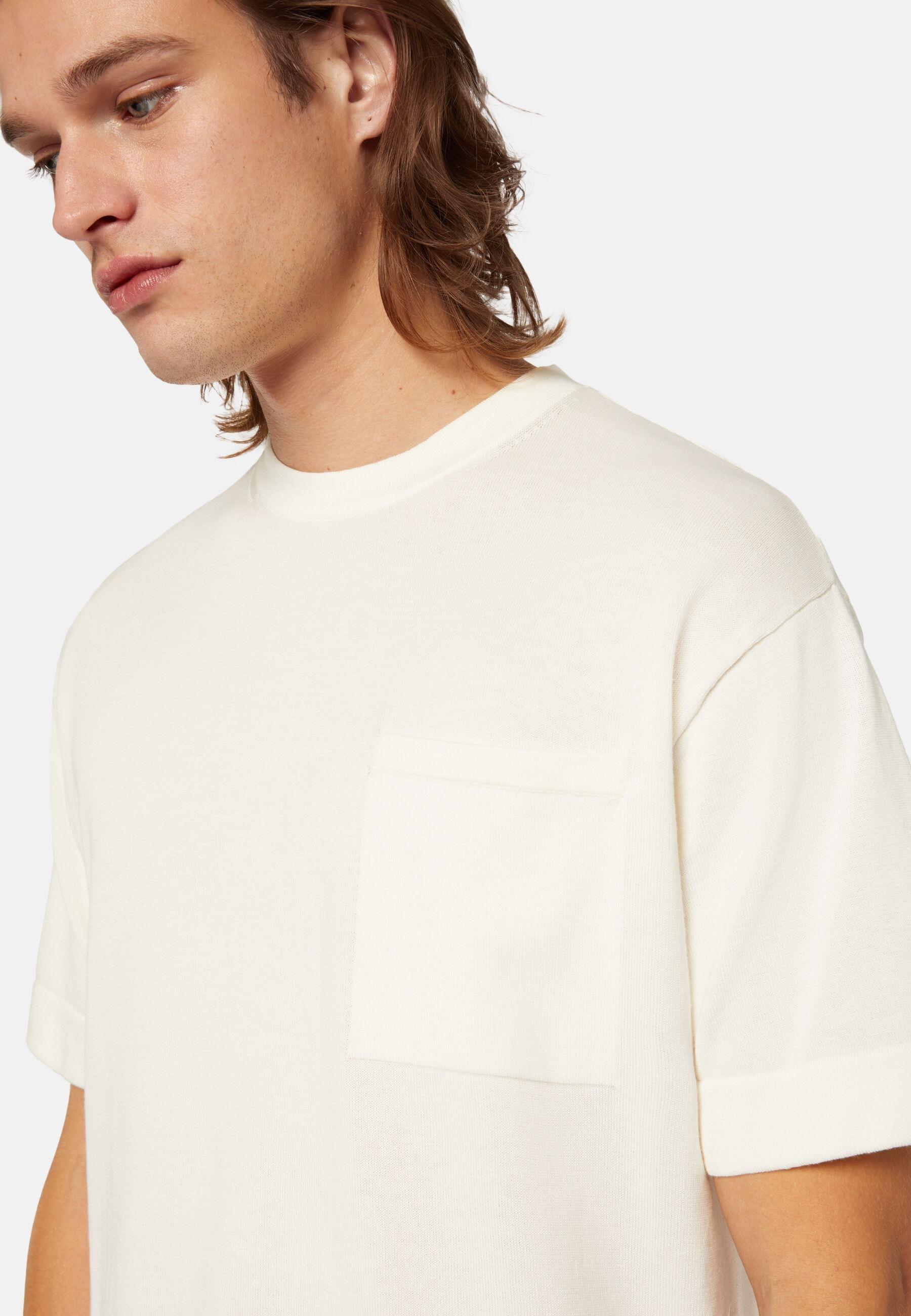 Pima Cotton Knitted T-Shirt White, 3901_WHIT, large image number 4