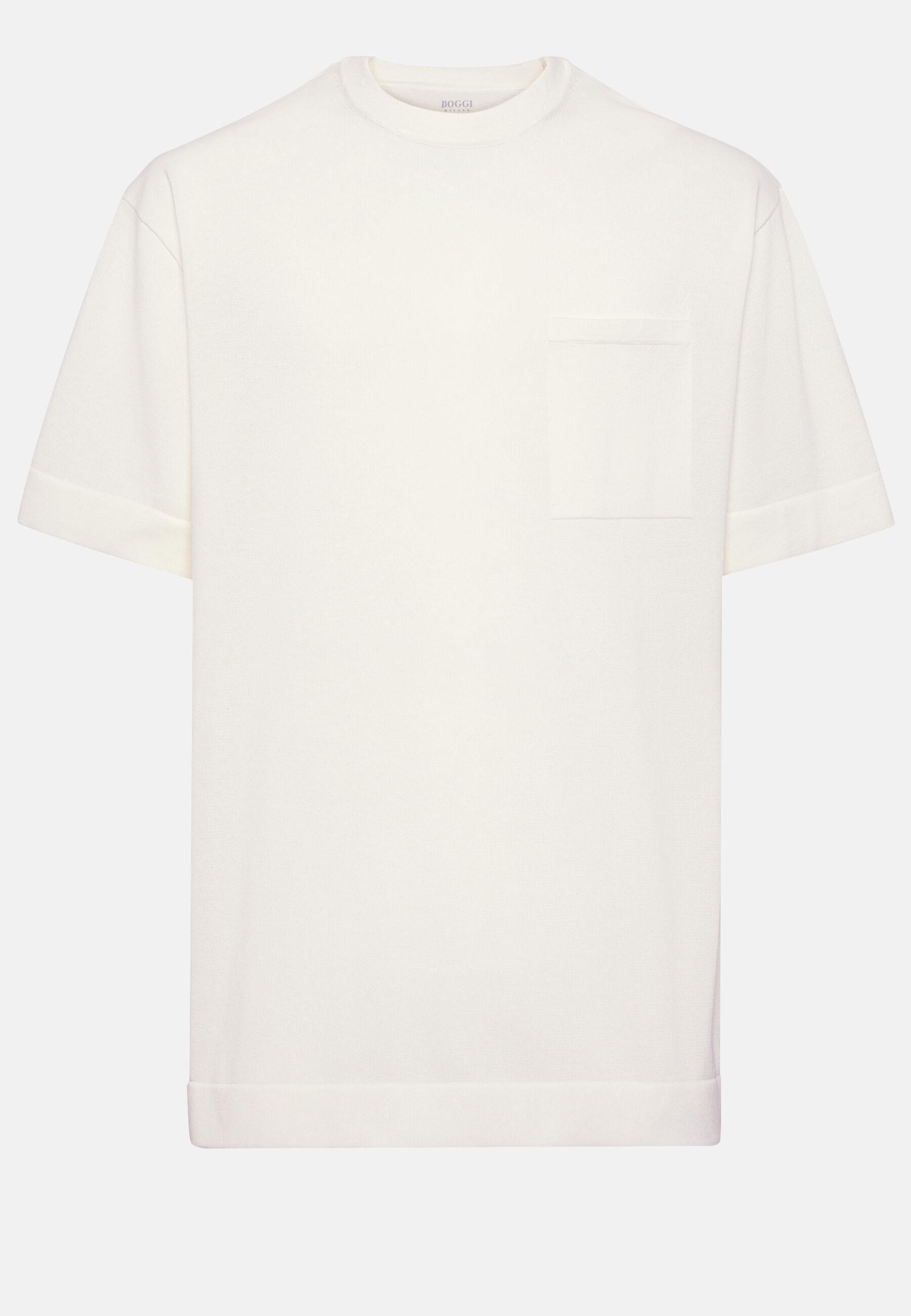 Pima Cotton Knitted T-Shirt White, 3901_WHIT, large image number 5