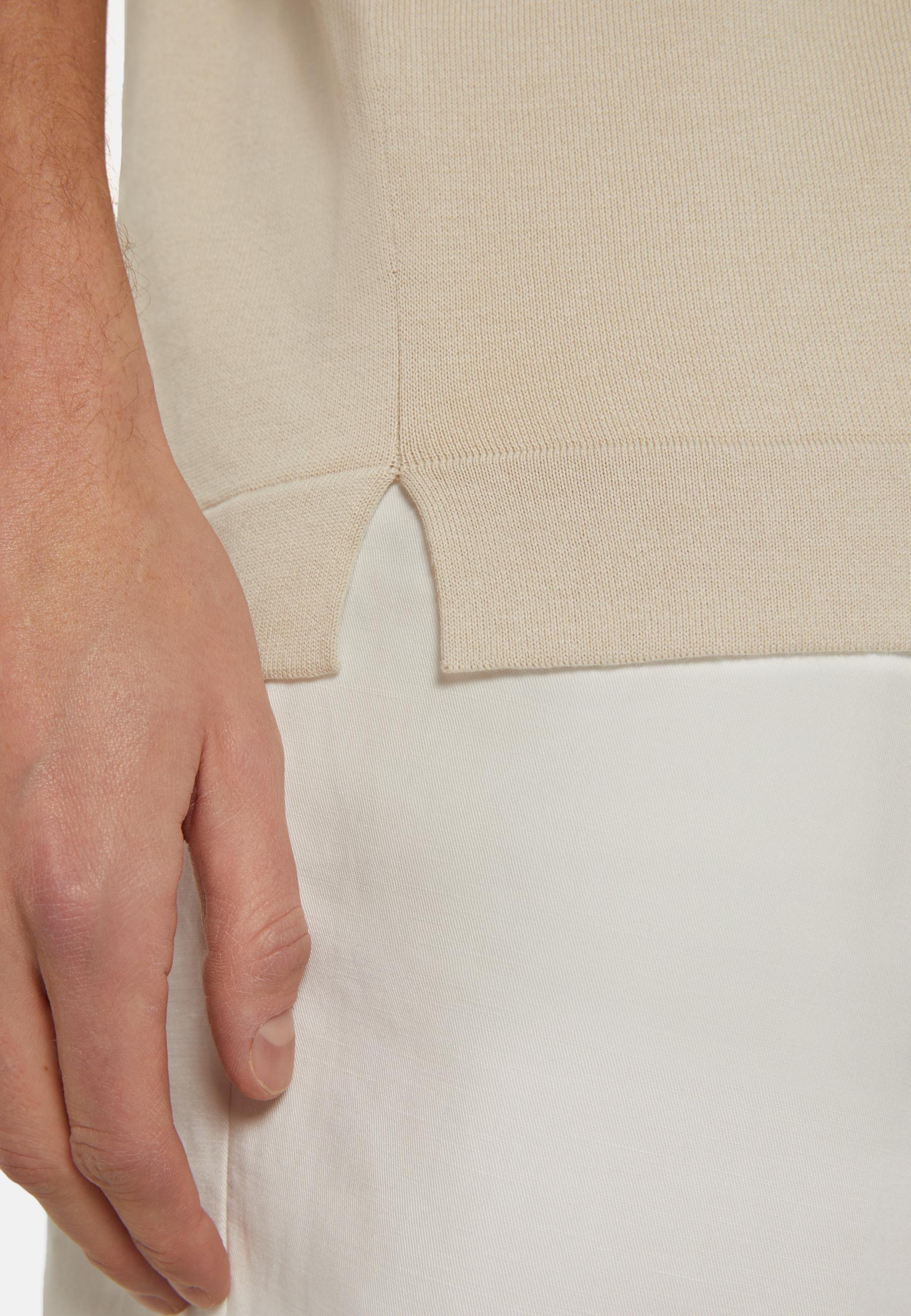 Pima Cotton Knitted T-Shirt Beige, Sand, large image number 2