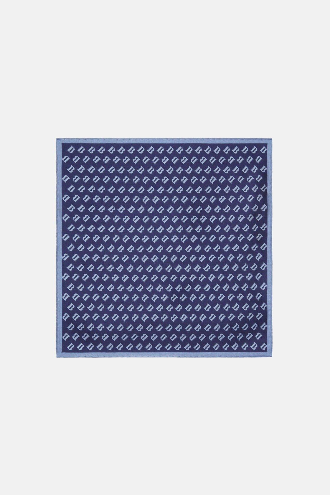 Navy All-Over Printed Silk Pocket Square, Navy blue, large image number 0