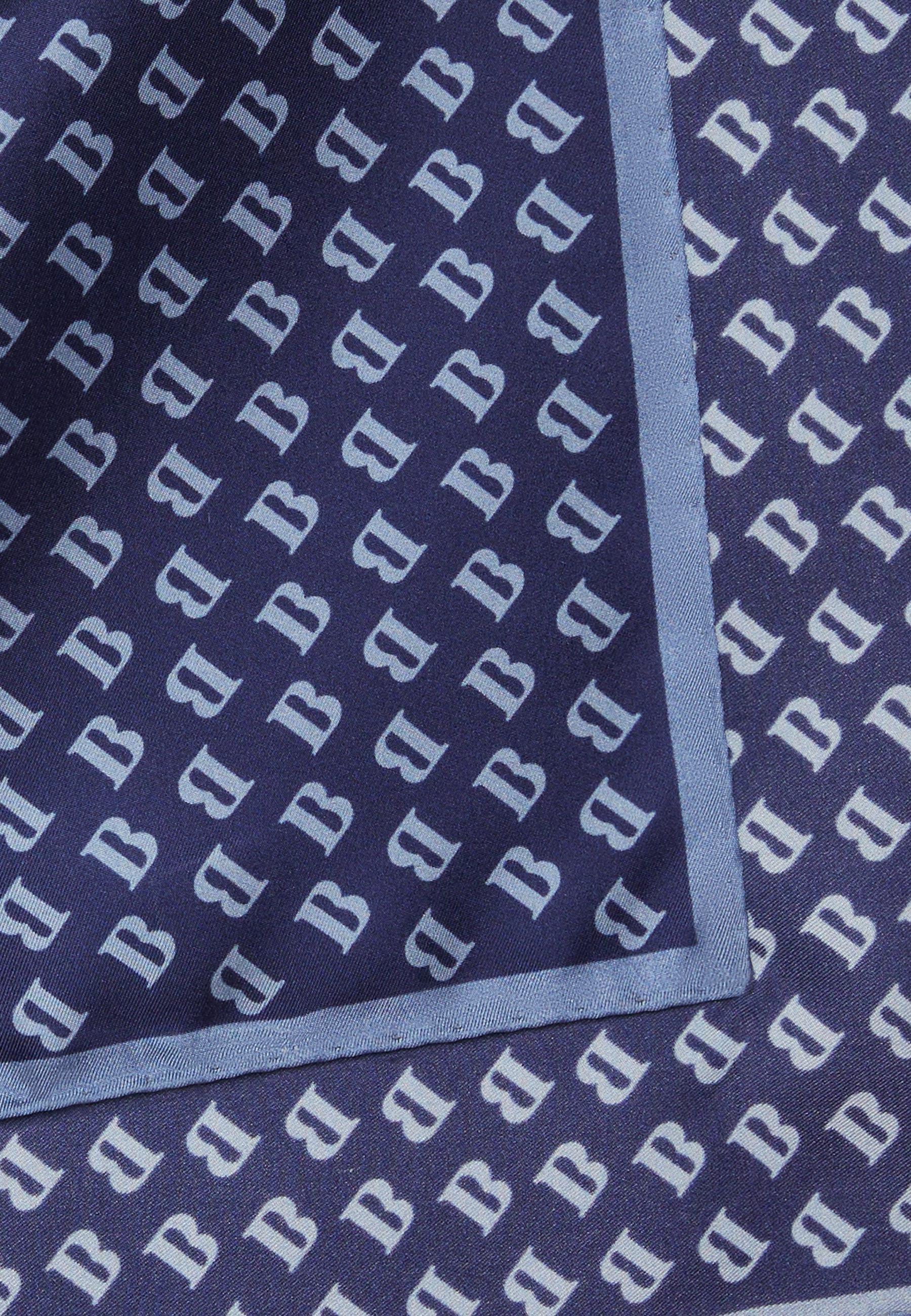 Navy All-Over Printed Silk Pocket Square, Navy blue, large image number 1