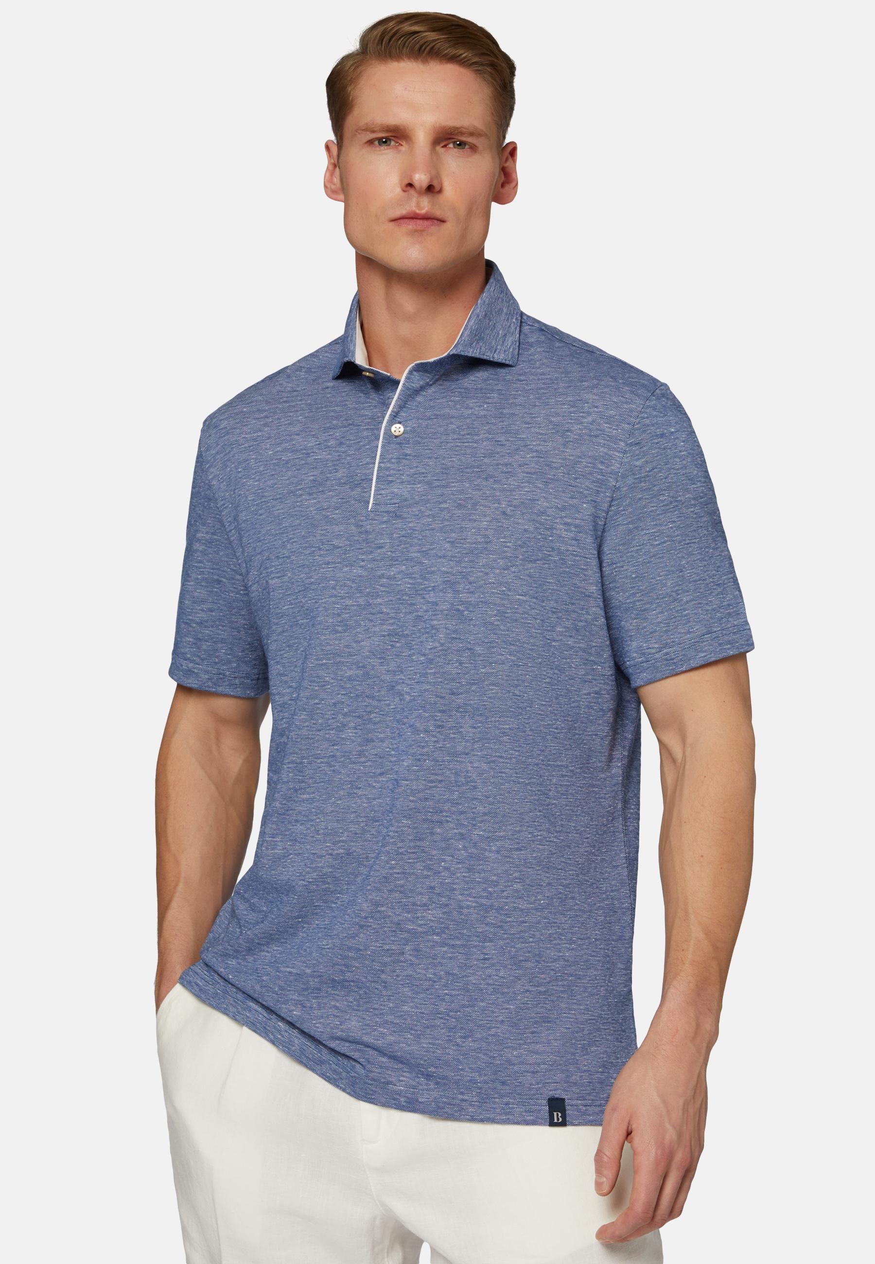 Pique Polo Shirt Blue, Blue, large image number 0