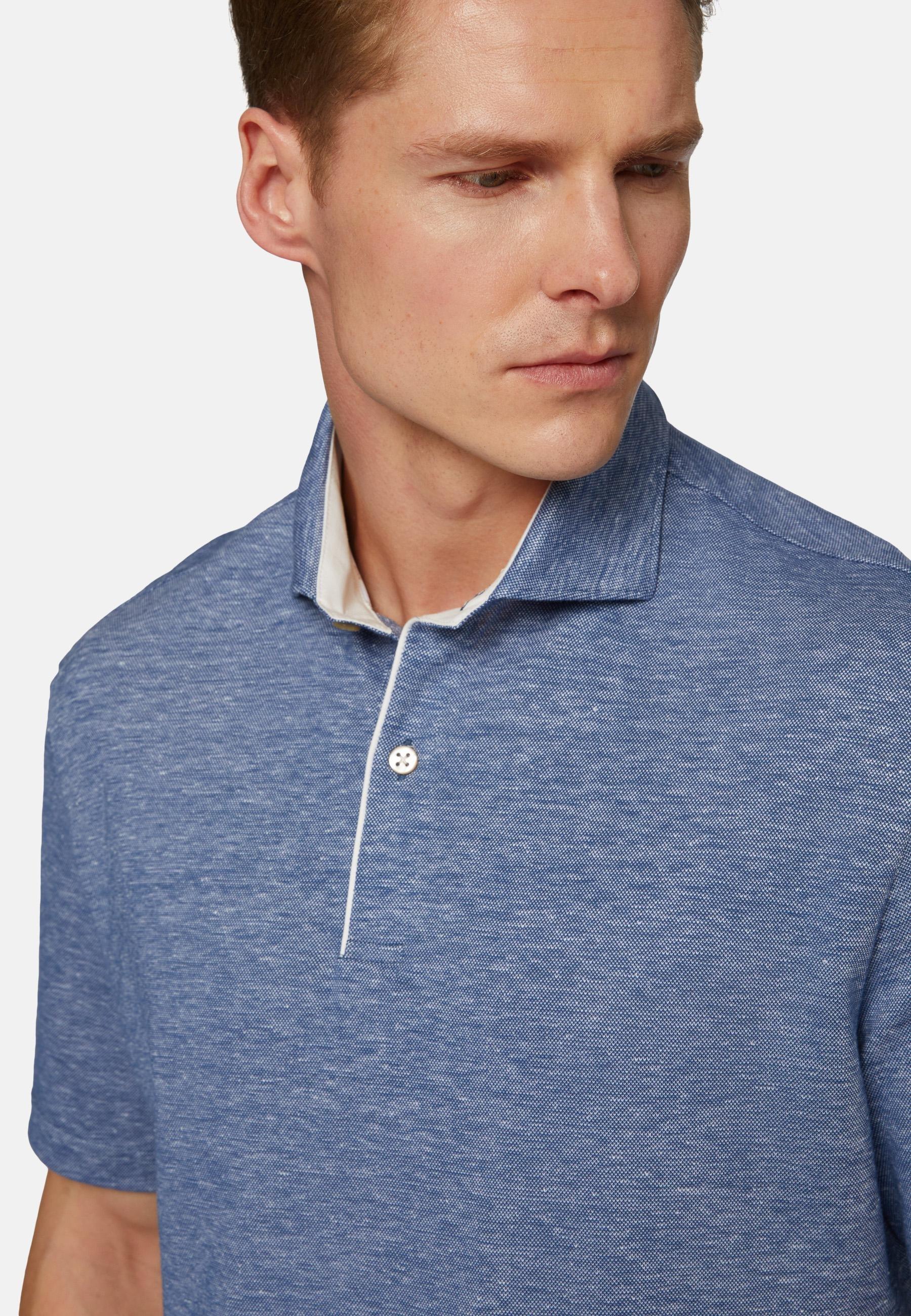 Pique Polo Shirt Blue, Blue, large image number 1