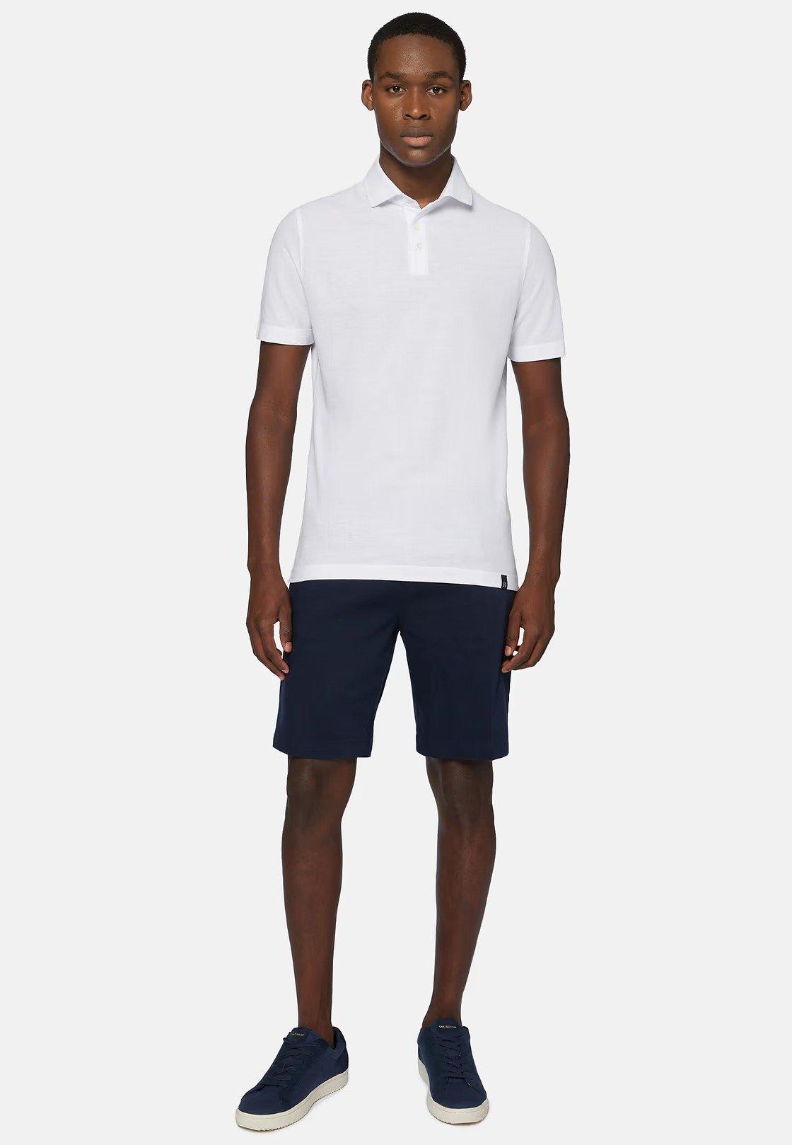 Cotton Crepe Jersey Polo Shirt White, White, large image number 0