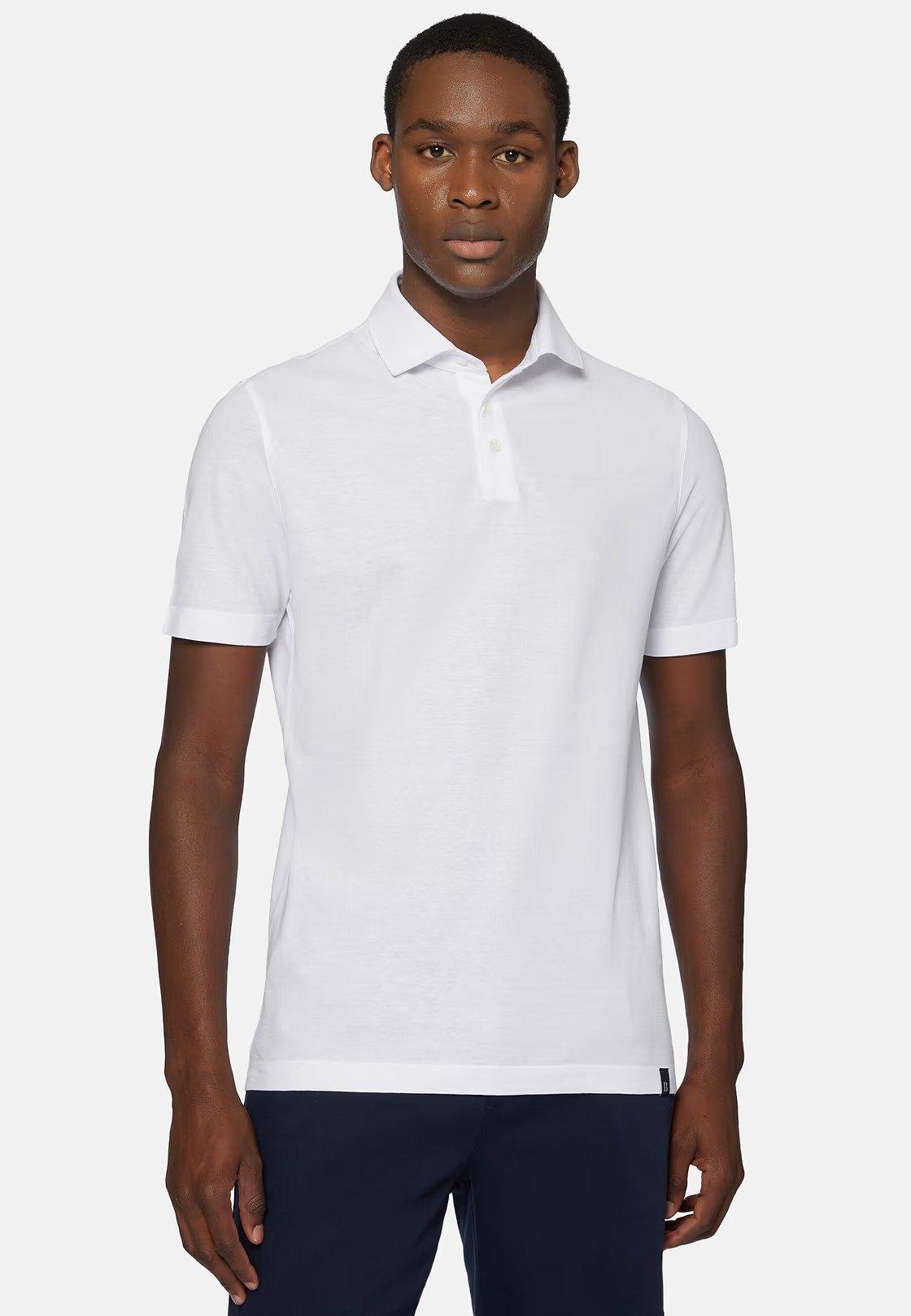 Cotton Crepe Jersey Polo Shirt White, White, large image number 2