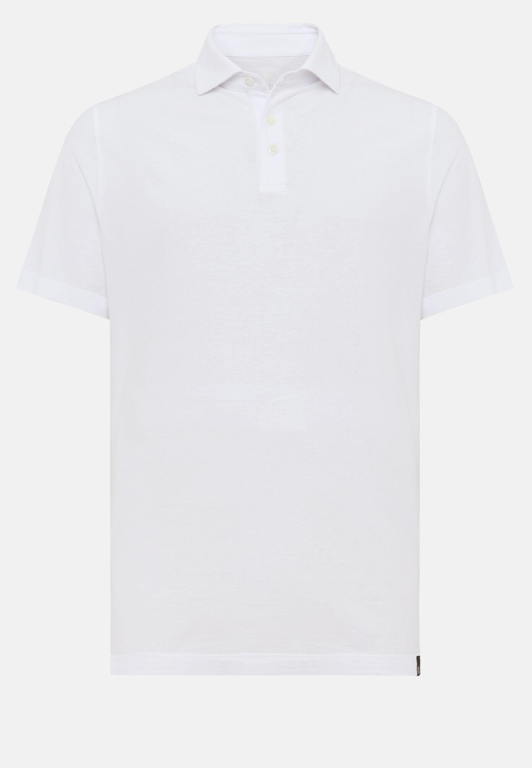 Cotton Crepe Jersey Polo Shirt White, White, large image number 6