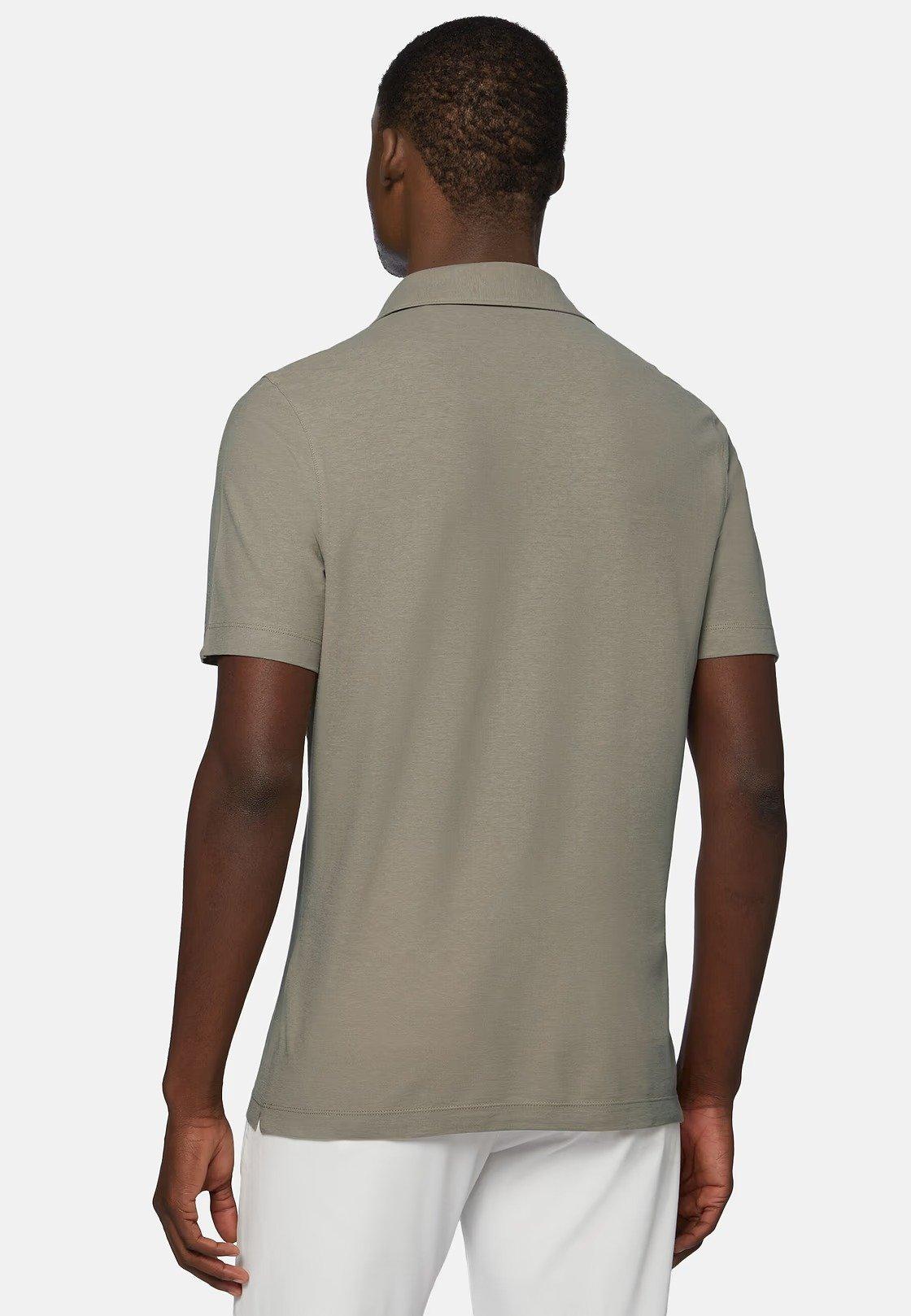 Cotton Crepe Jersey Polo Shirt Khaki, Taupe, large image number 2