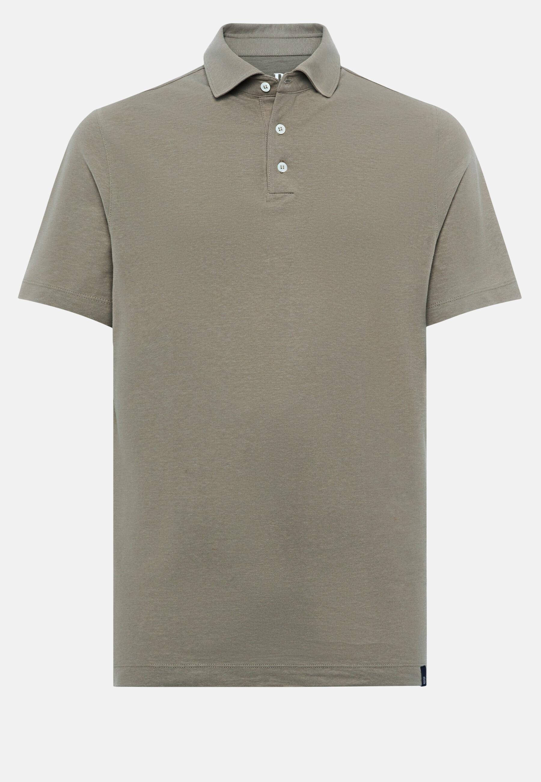 Cotton Crepe Jersey Polo Shirt Khaki, Taupe, large image number 6