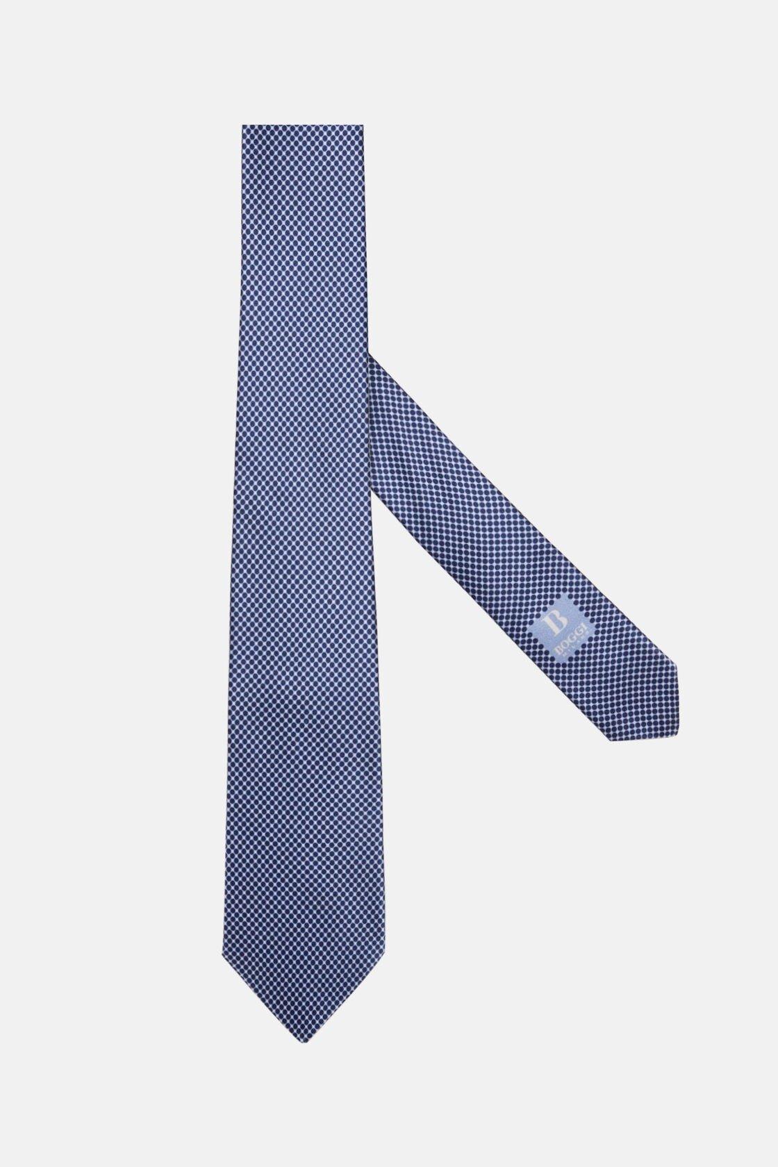 Navy Printed Silk Ceremony Tie, Navy blue, large image number 0