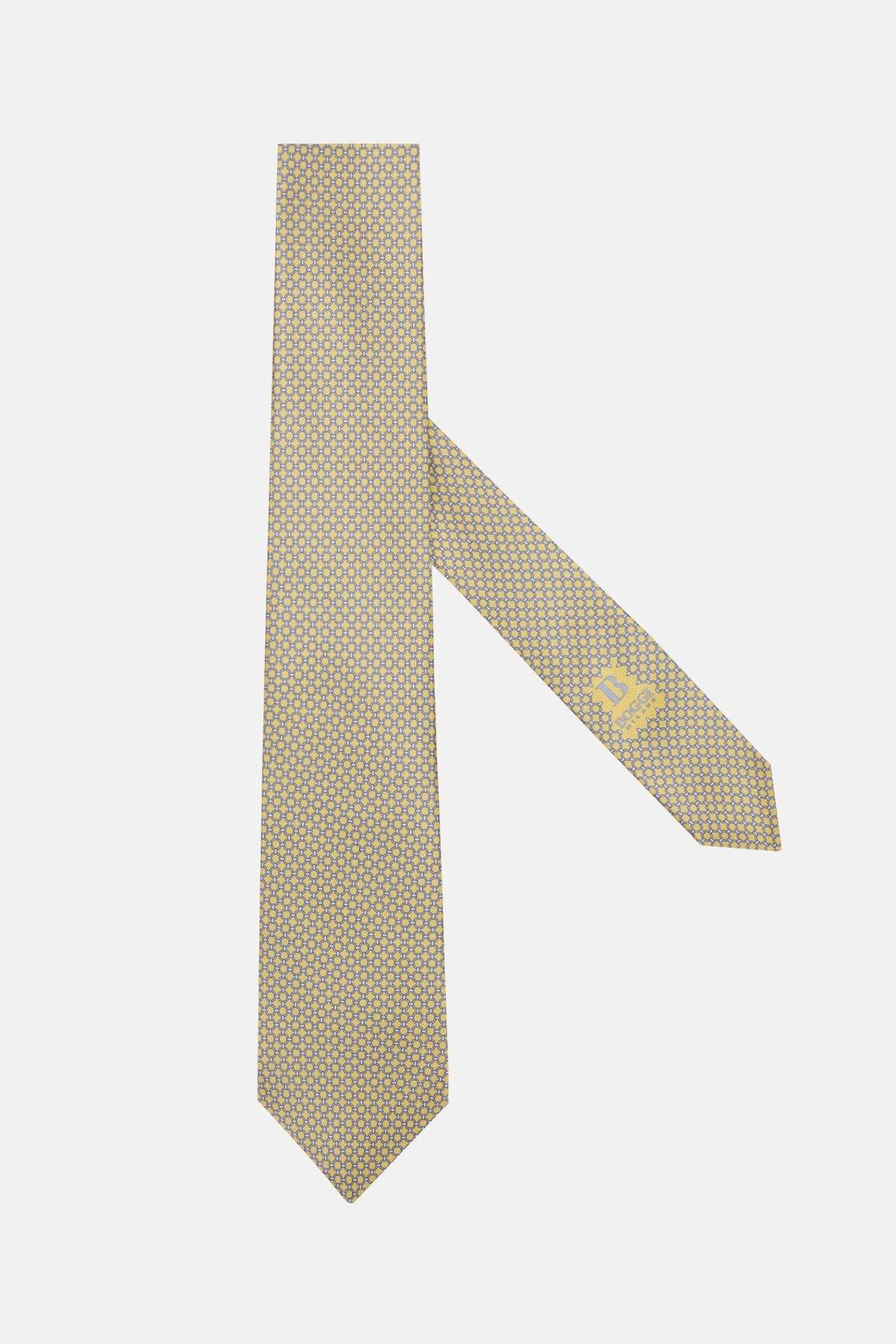 Yellow Stirrup Pattern Silk Tie, , large image number 0