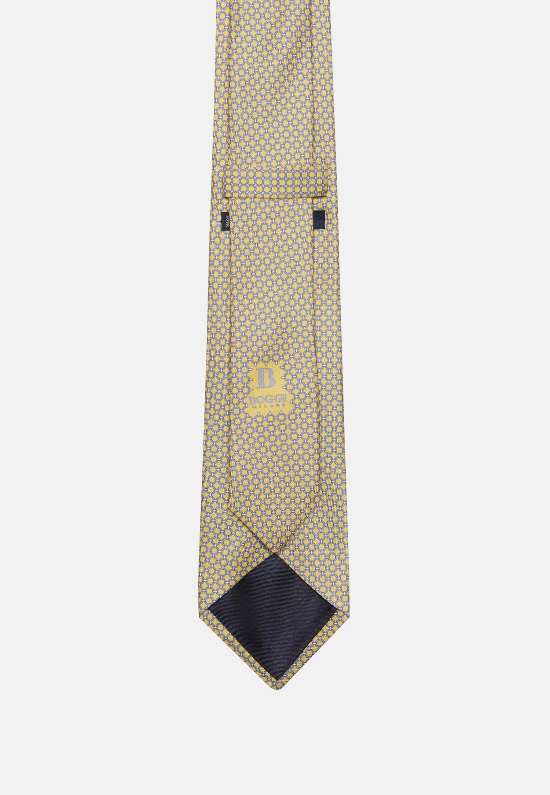 Yellow Stirrup Pattern Silk Tie, , large image number 1