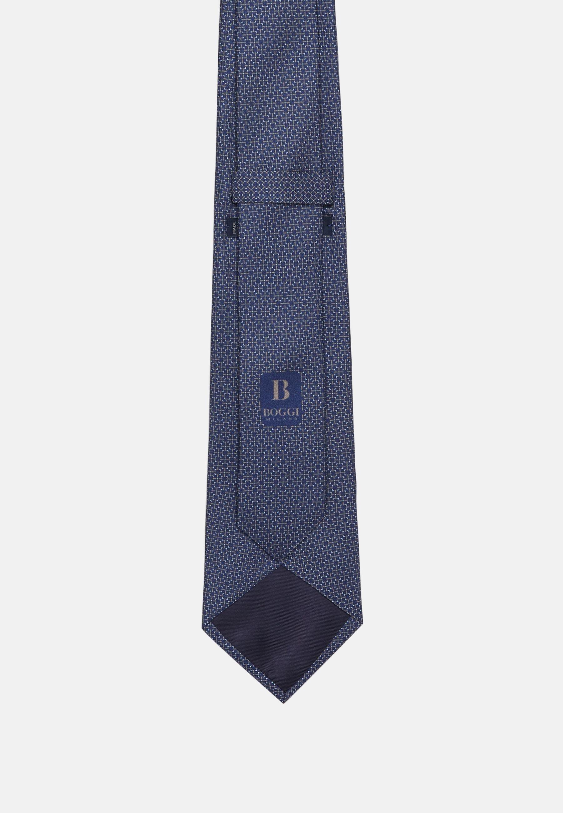 Micro Patterned Silk Tie Blue, Brown, large image number 1