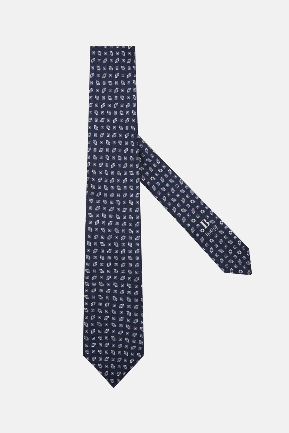 Boggi Milano - Navy Geometric Patterned Silk Tie