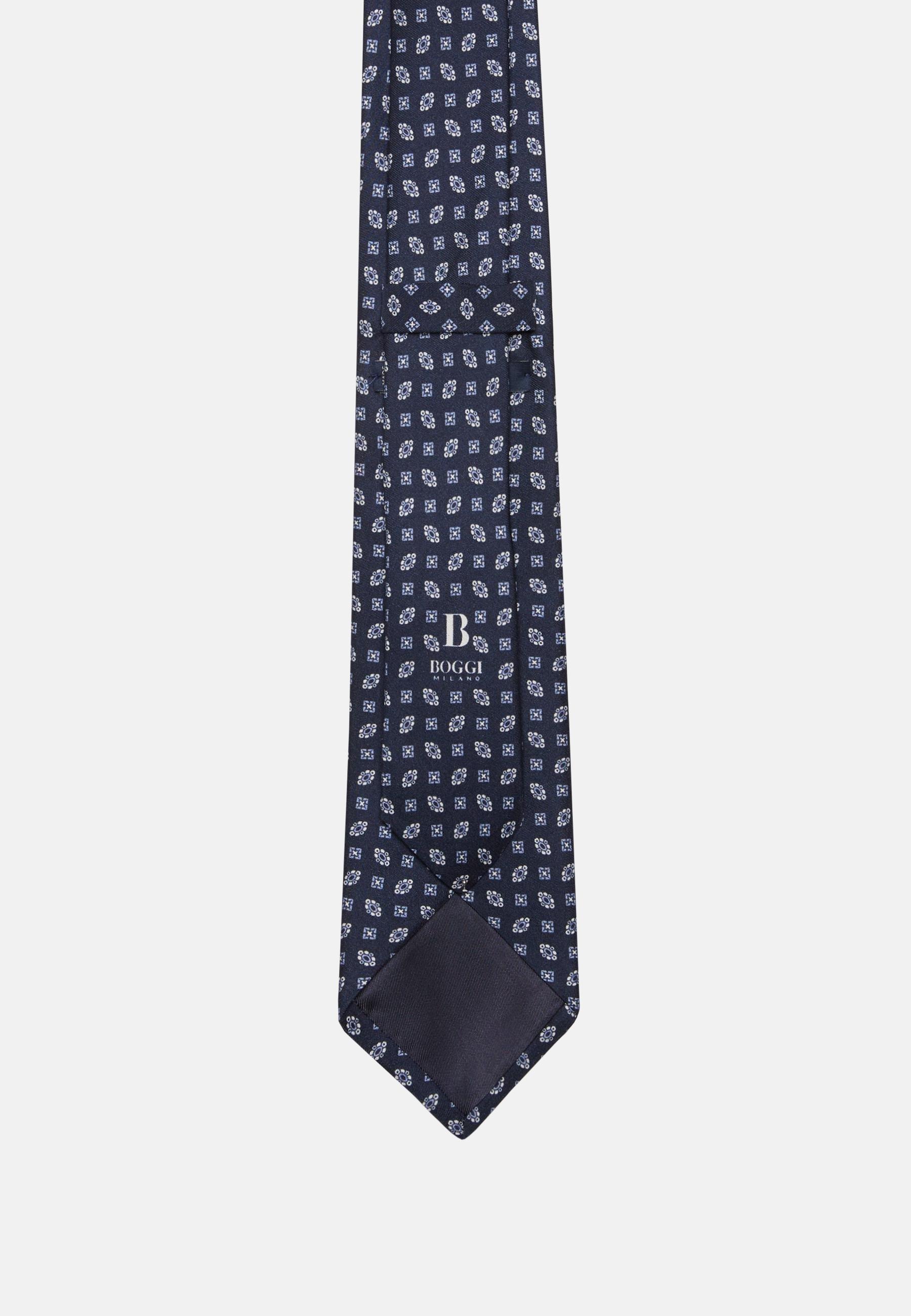 Boggi Milano - Navy Geometric Patterned Silk Tie