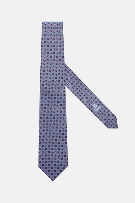 Boggi Milano - Blue Geometric Patterned Silk Tie