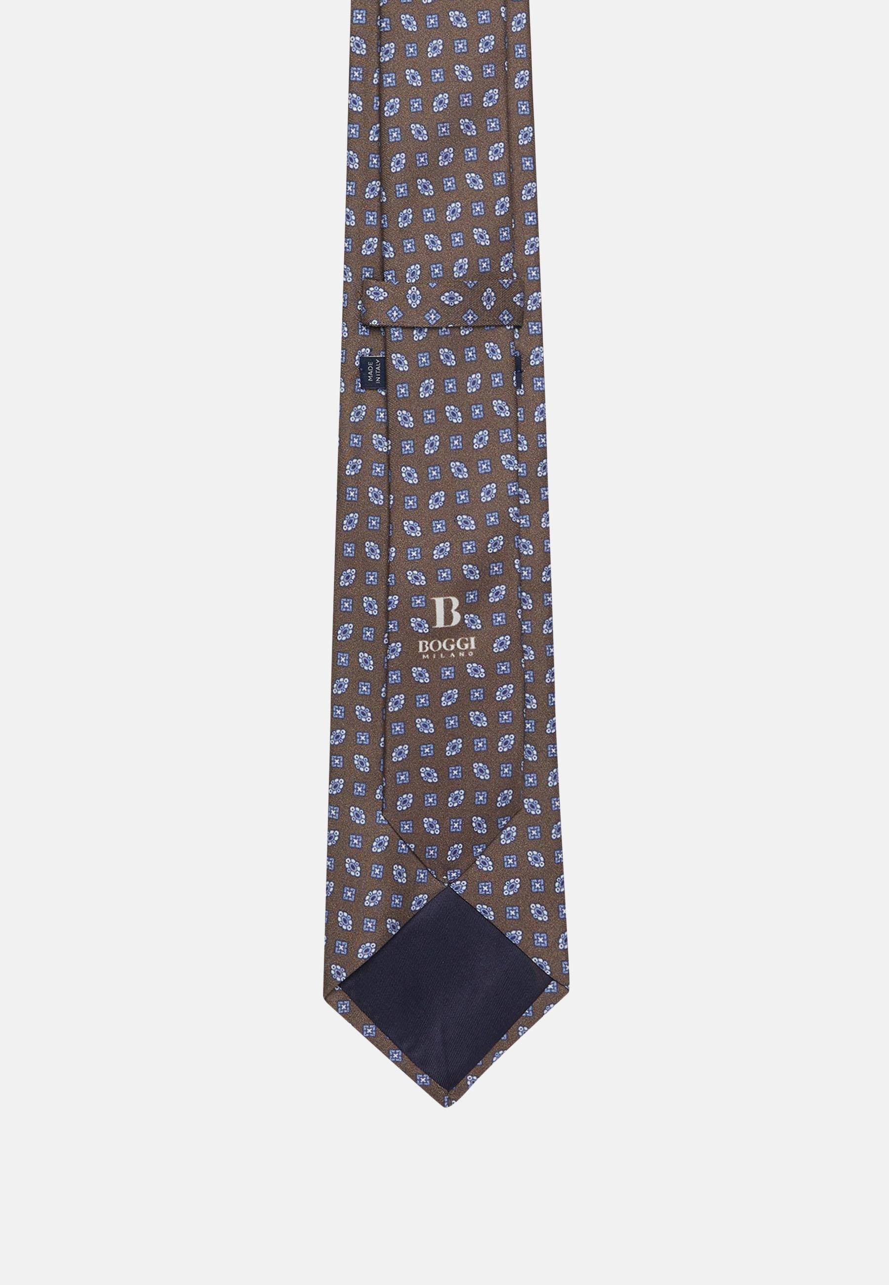Boggi Milano - Brown Geometric Patterned Silk Tie