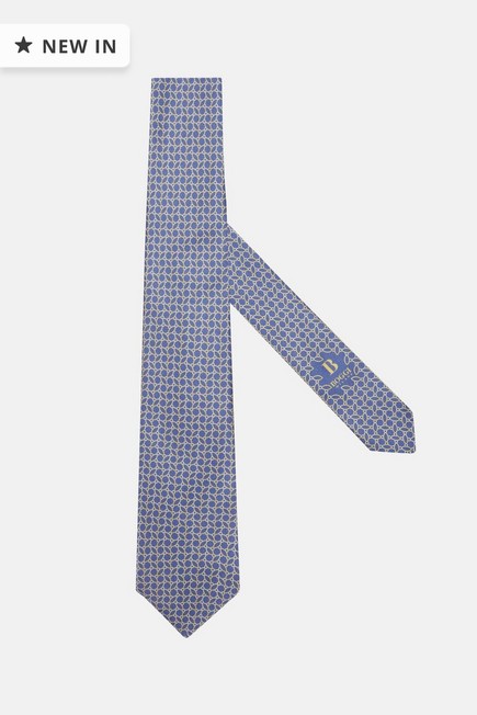 Boggi Milano - Blue Stirrup Pattern Silk Tie