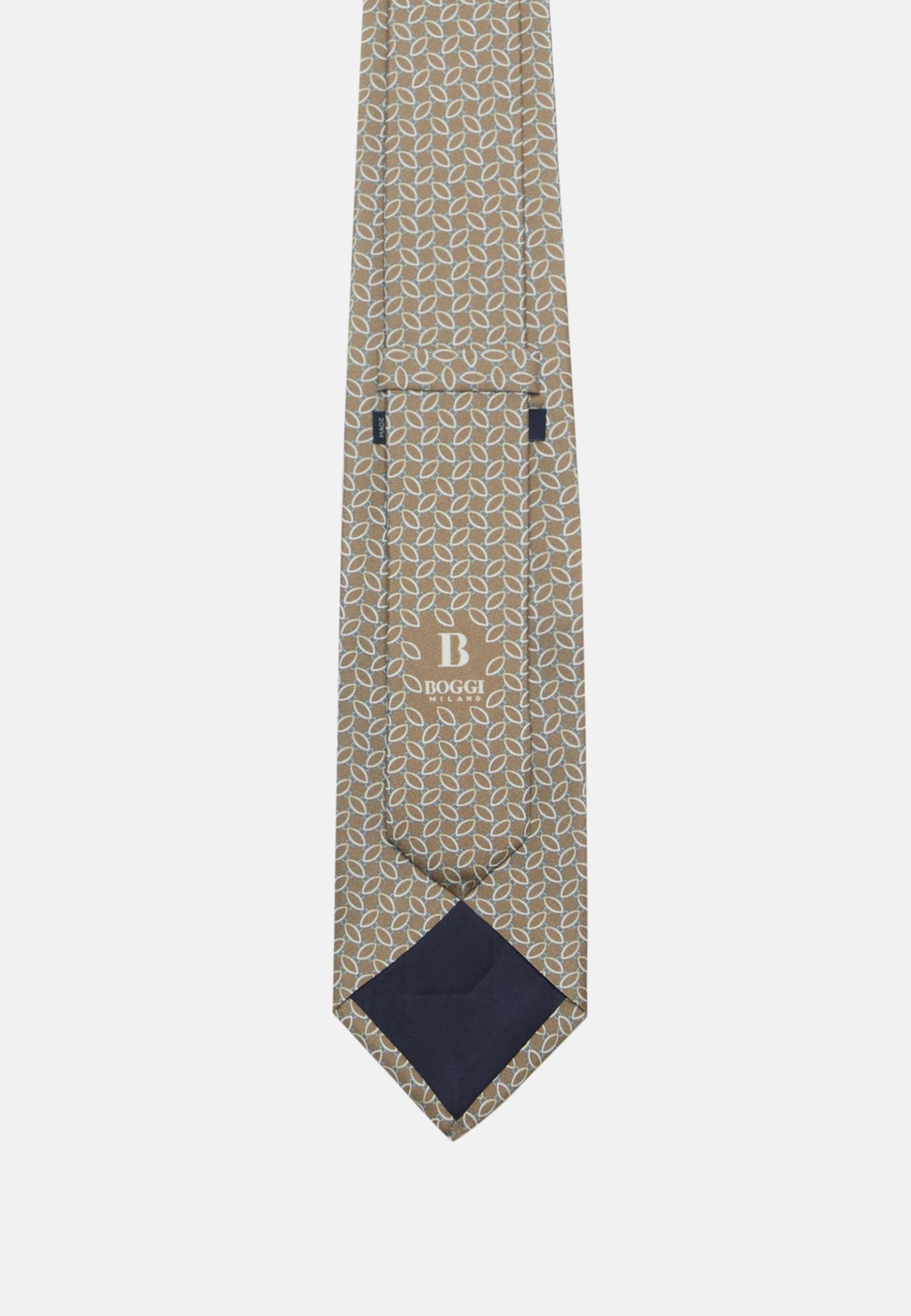 Boggi Milano - Beige Stirrup Pattern Silk Tie