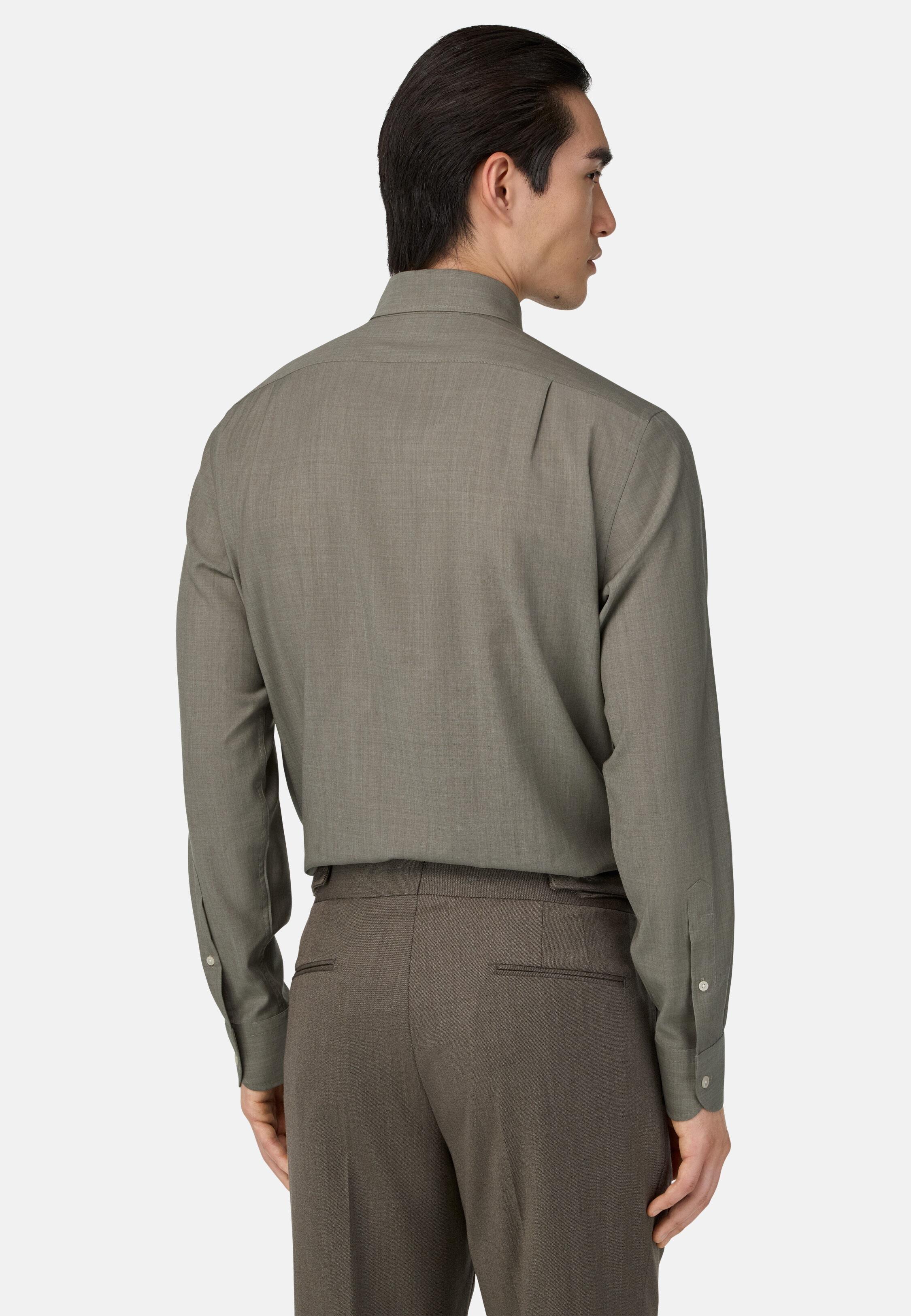 TAUP Regular Fit Wool Shirt, Taupe, medium
