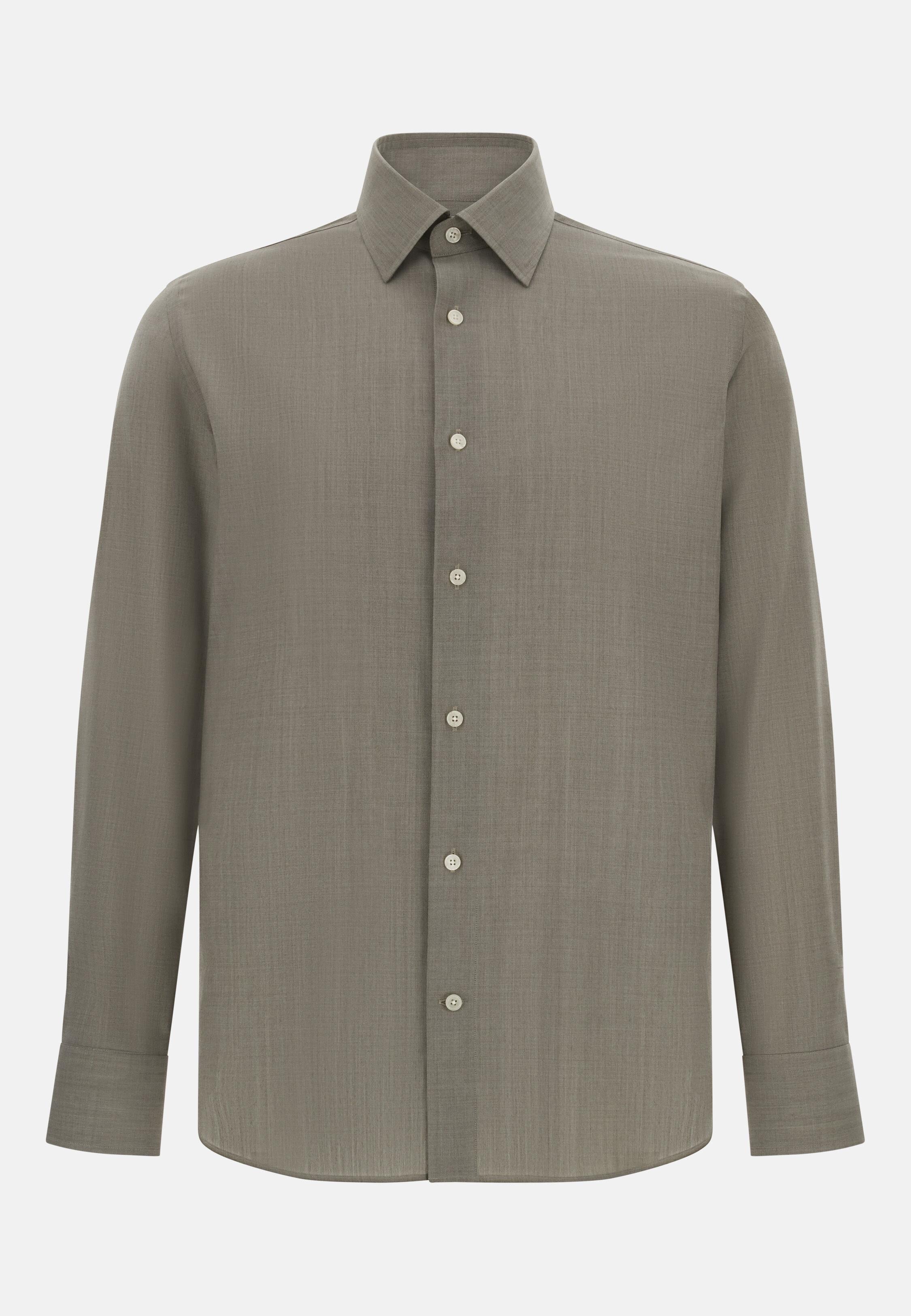TAUP Regular Fit Wool Shirt, Taupe, large image number 4