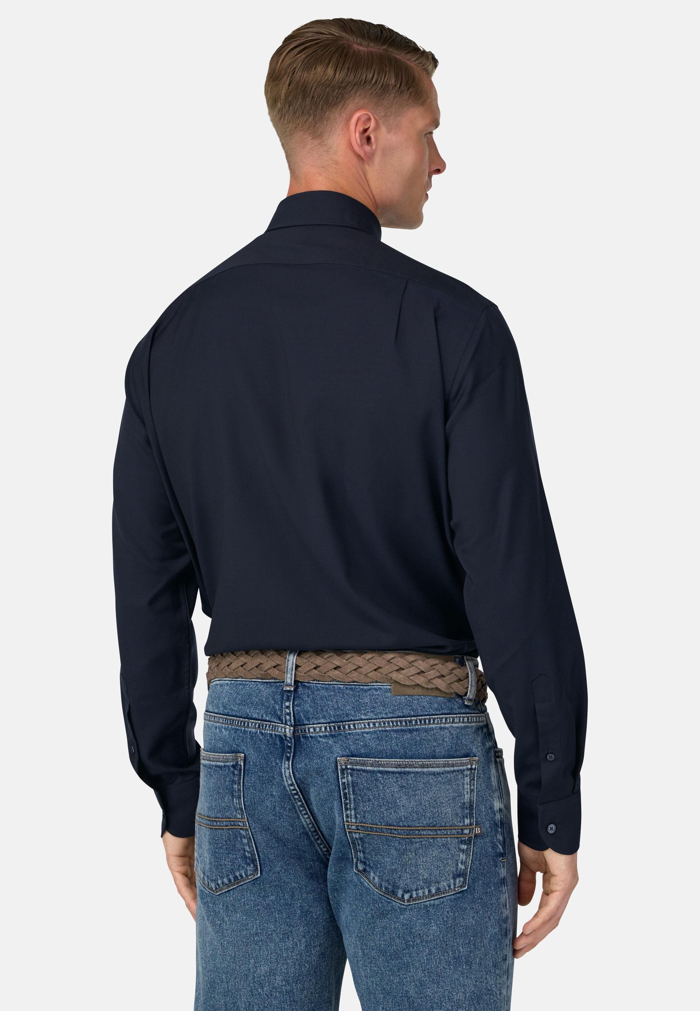 Regular Fit Wool Shirt Blue, 3901_NAVY, medium