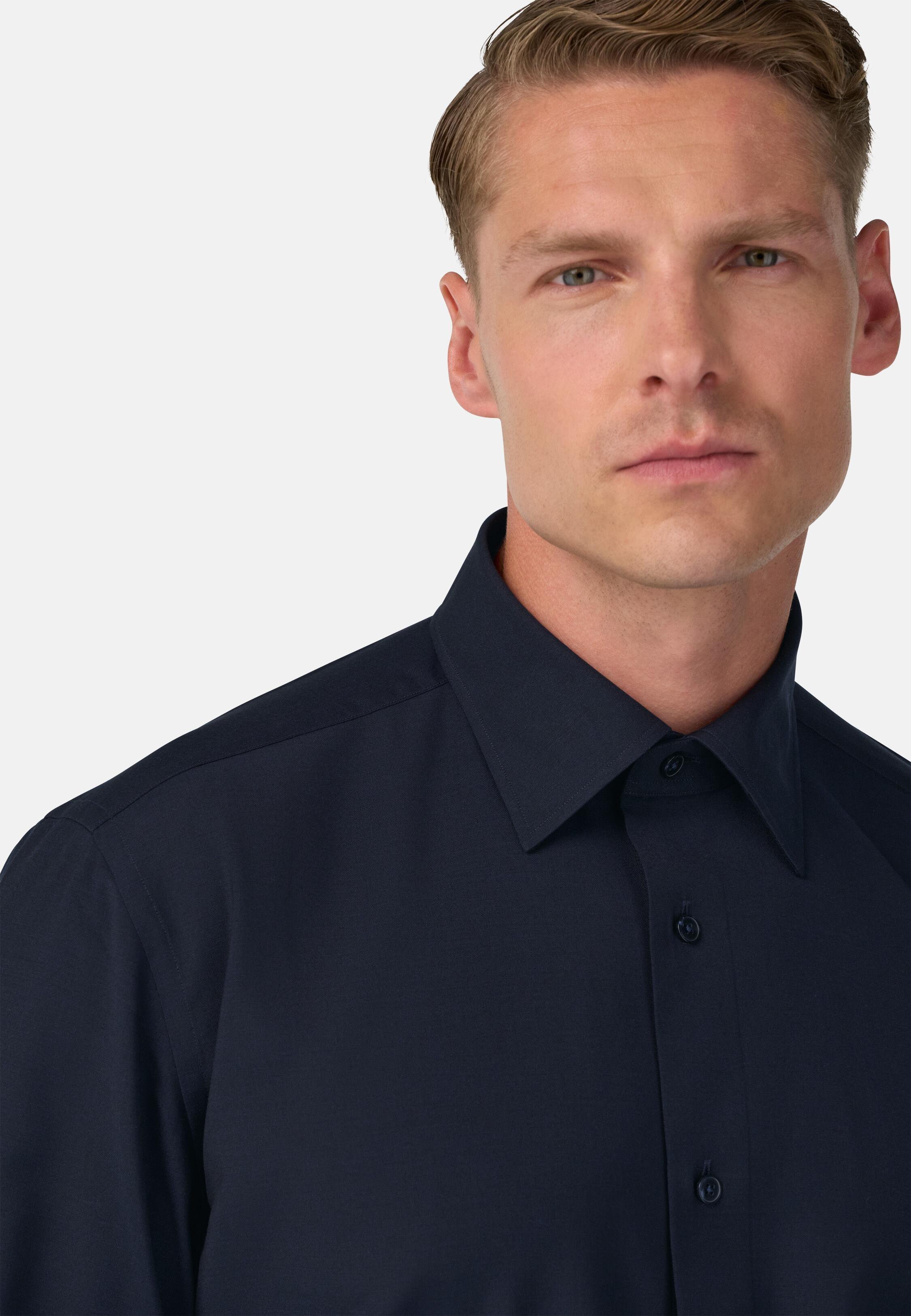 Regular Fit Wool Shirt Blue, 3901_NAVY, medium