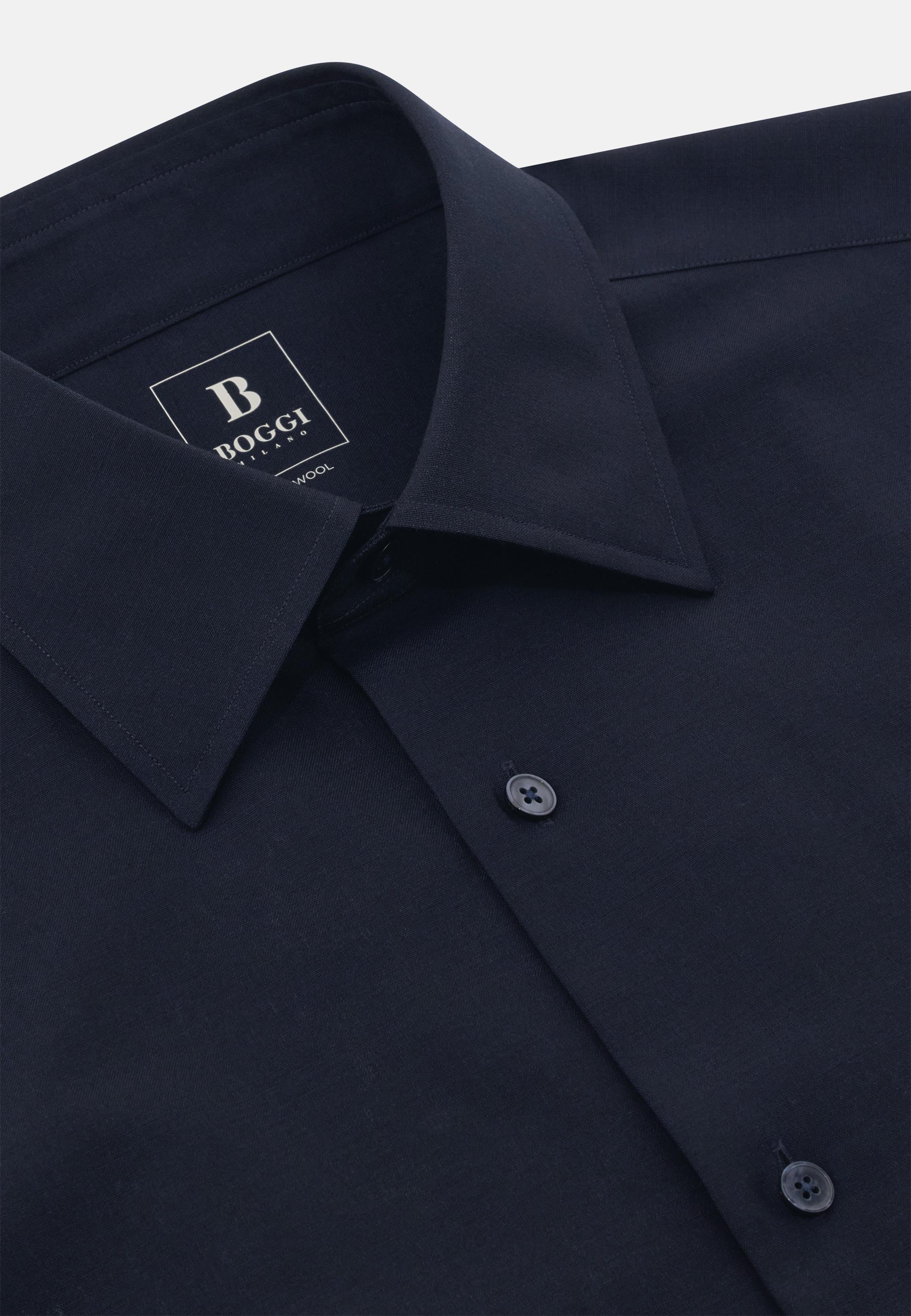 Regular Fit Wool Shirt Blue, Navy blue, large image number 3
