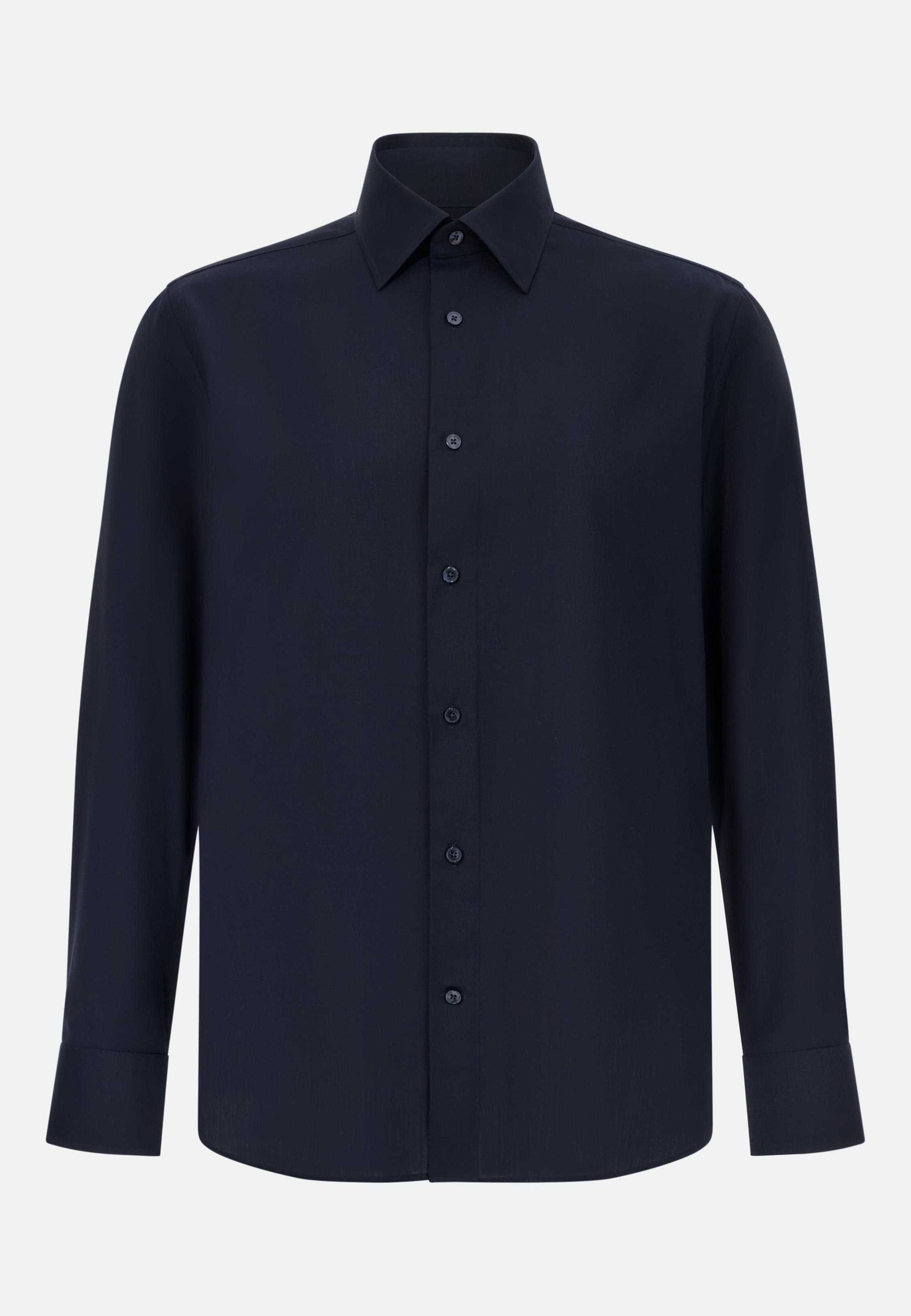 Regular Fit Wool Shirt Blue, Navy blue, large image number 4