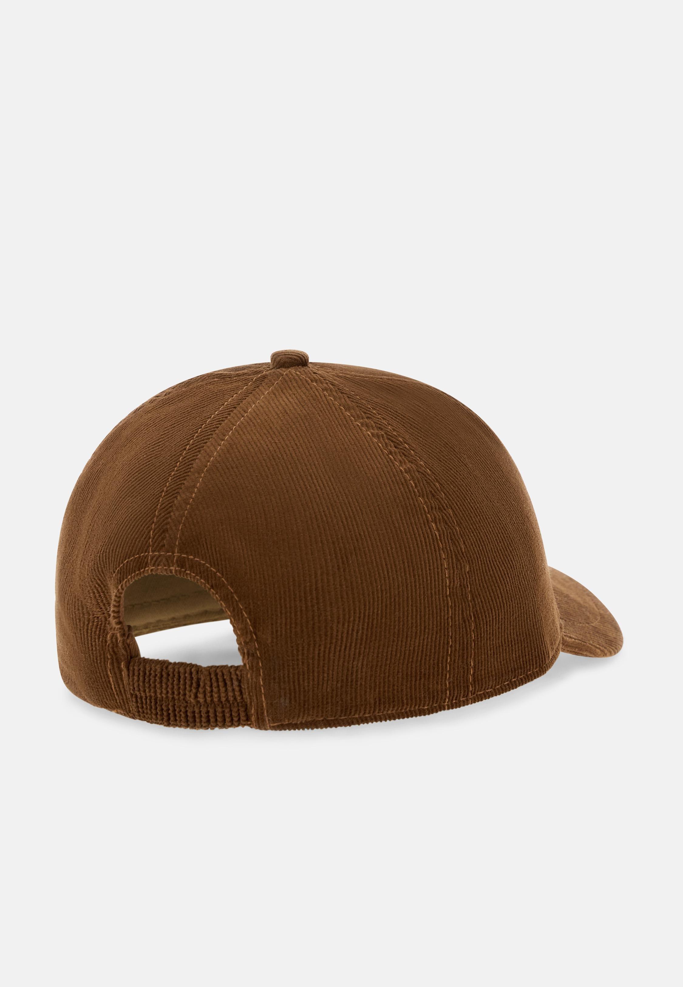 BROWN Velvet Peaked Cap With Embroidery, , large image number 1