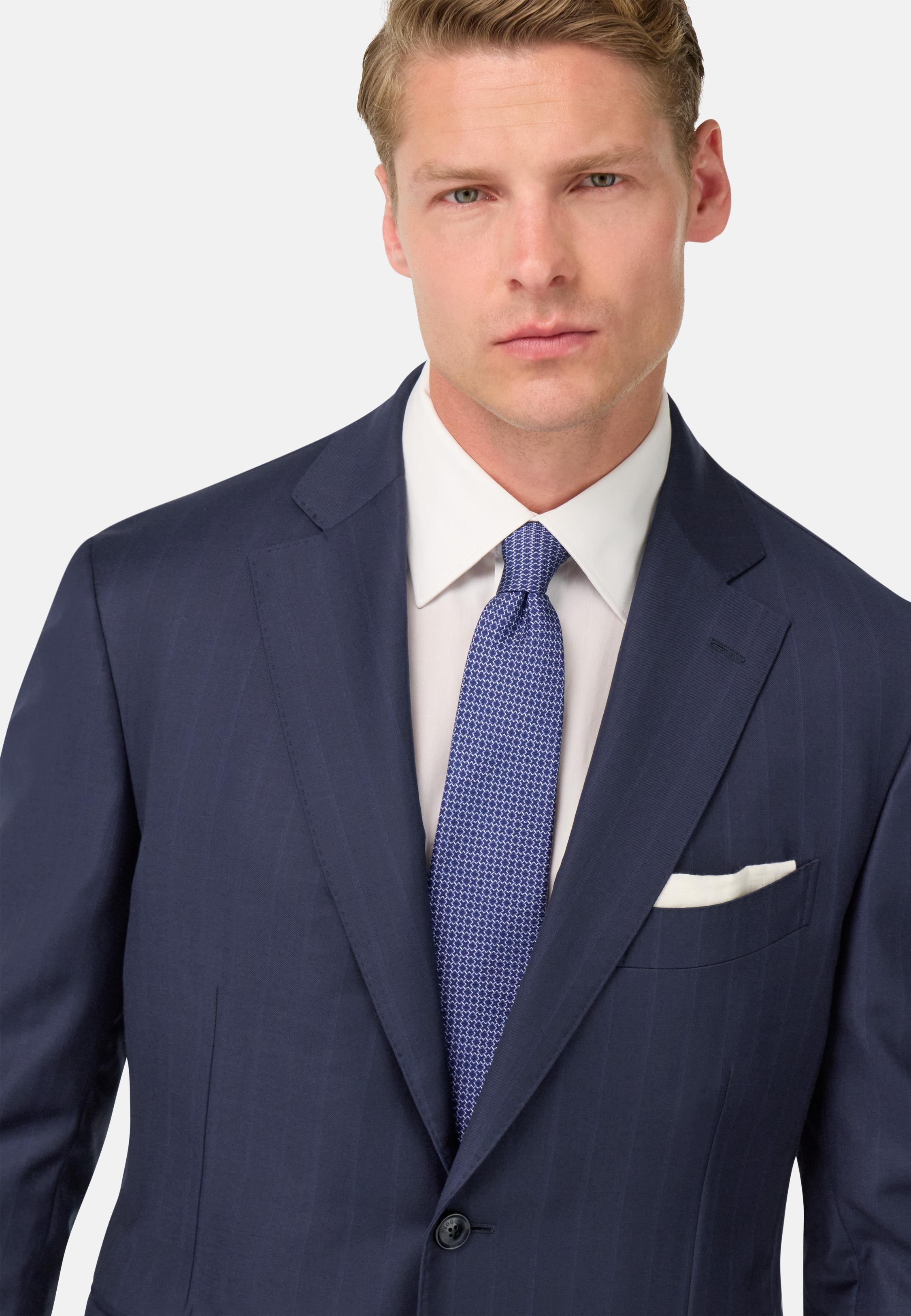 Pinstripe Suit in Pure Super 150 Wool Blue, Navy blue, medium