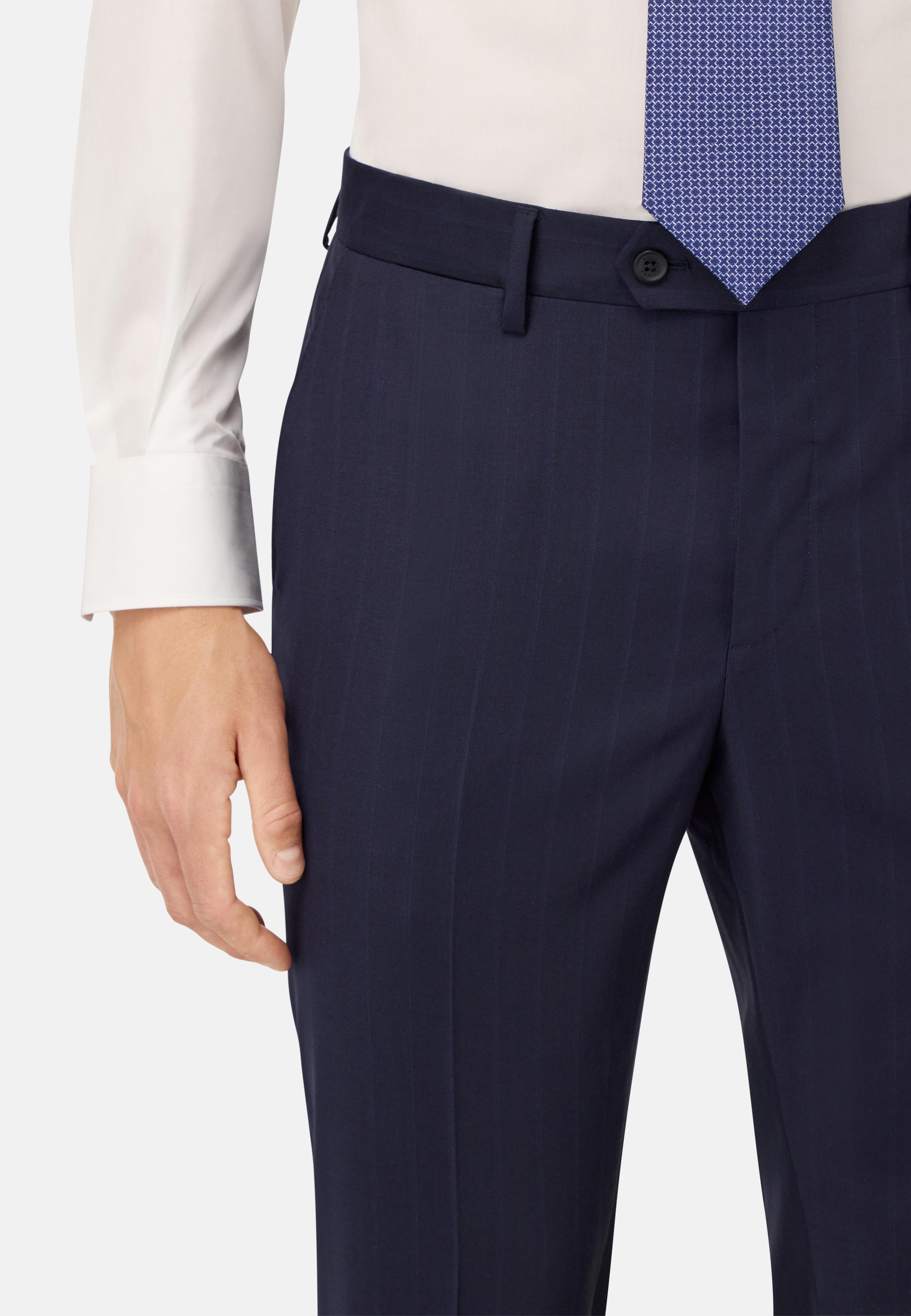 Pinstripe Suit in Pure Super 150 Wool Blue, , large image number 3