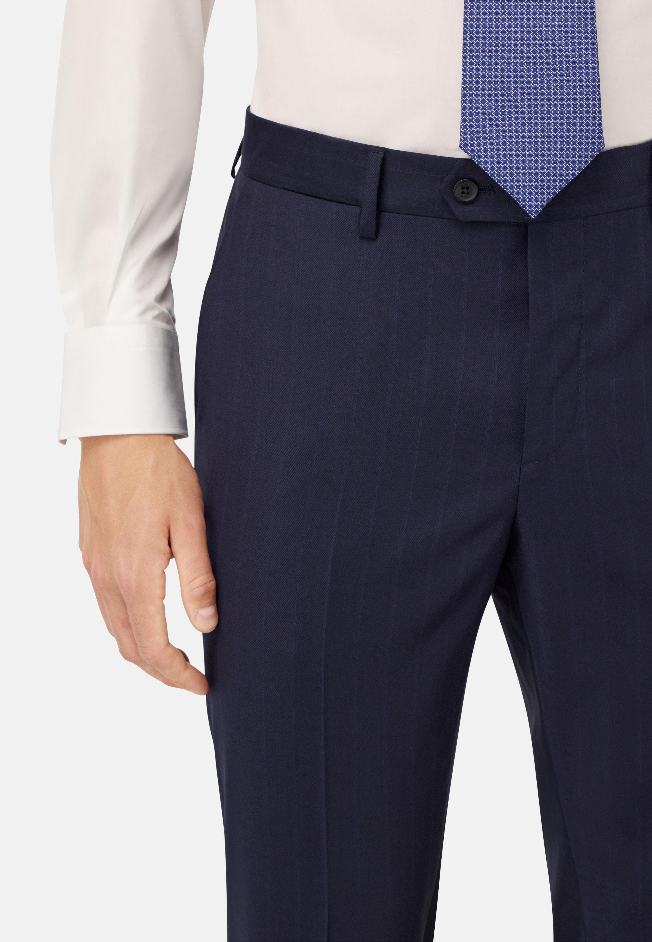 Pinstripe Suit in Pure Super 150 Wool Blue, Navy blue, large image number 3