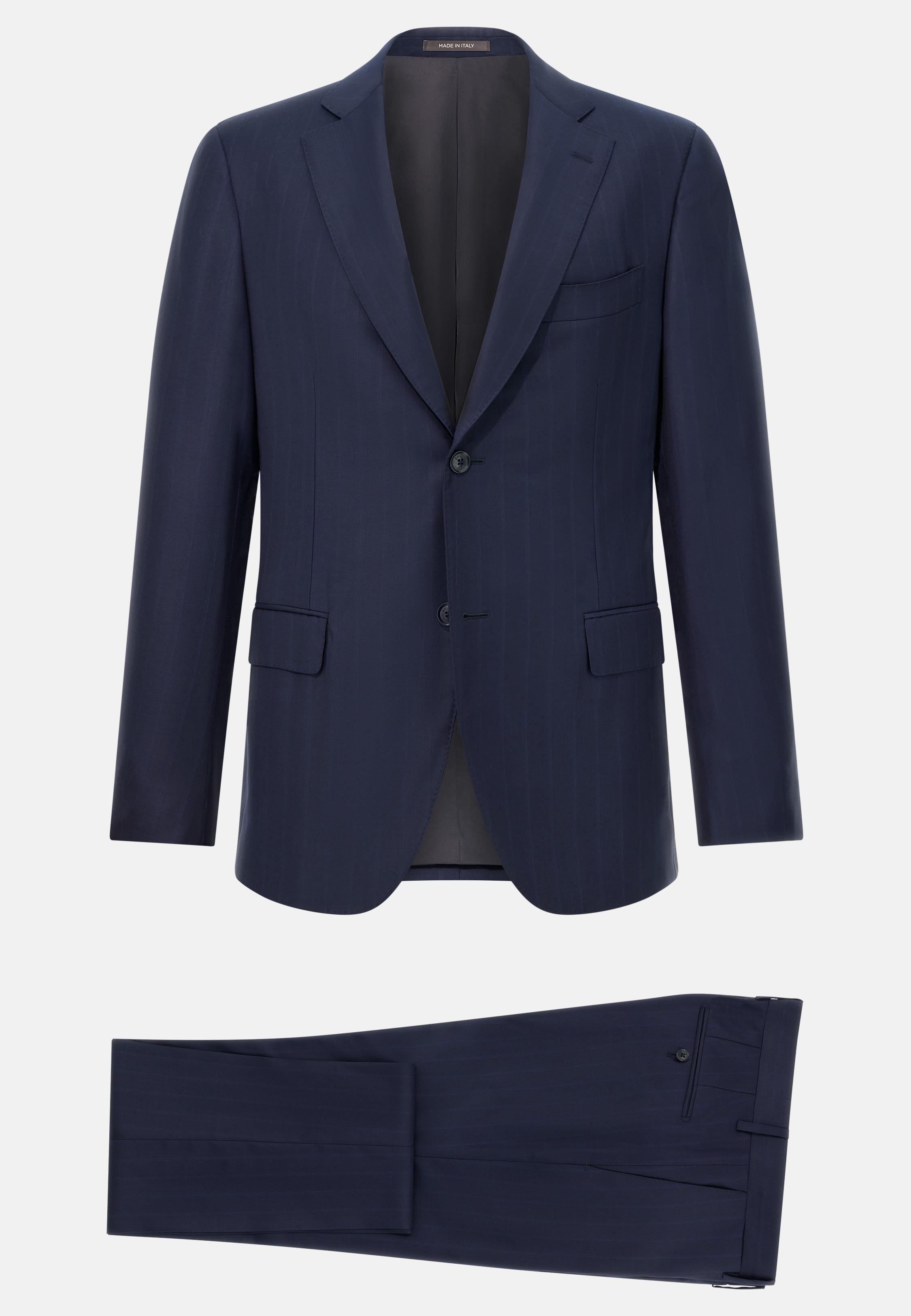 Pinstripe Suit in Pure Super 150 Wool Blue, , large image number 4