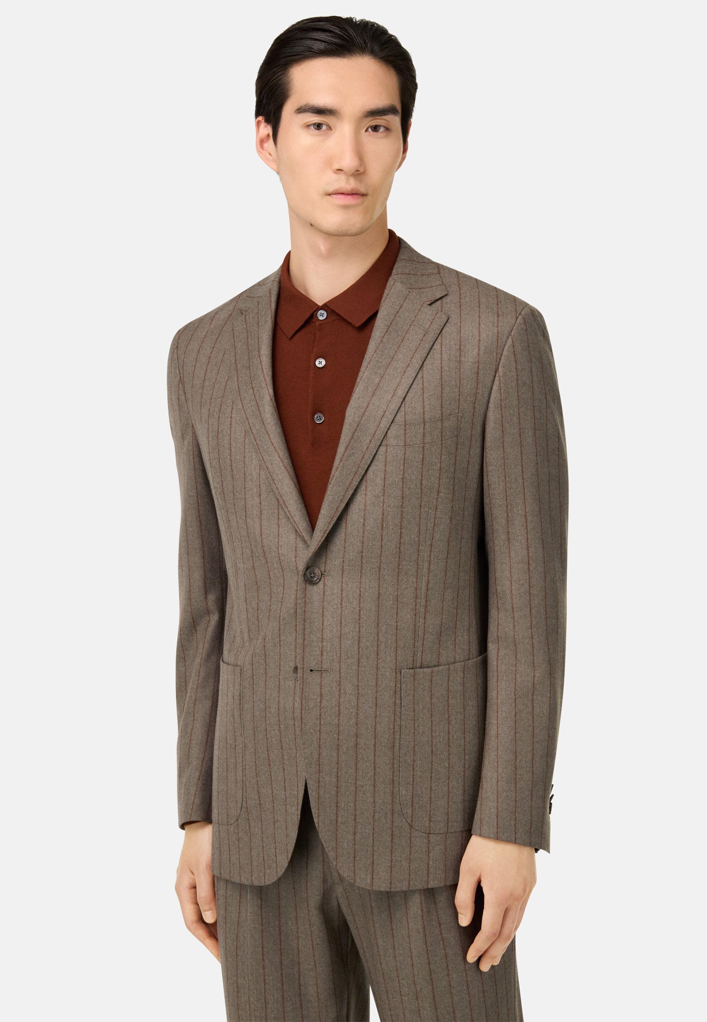 Pinstripe Pure Wool Suit Brown, 3901_TAUP, medium