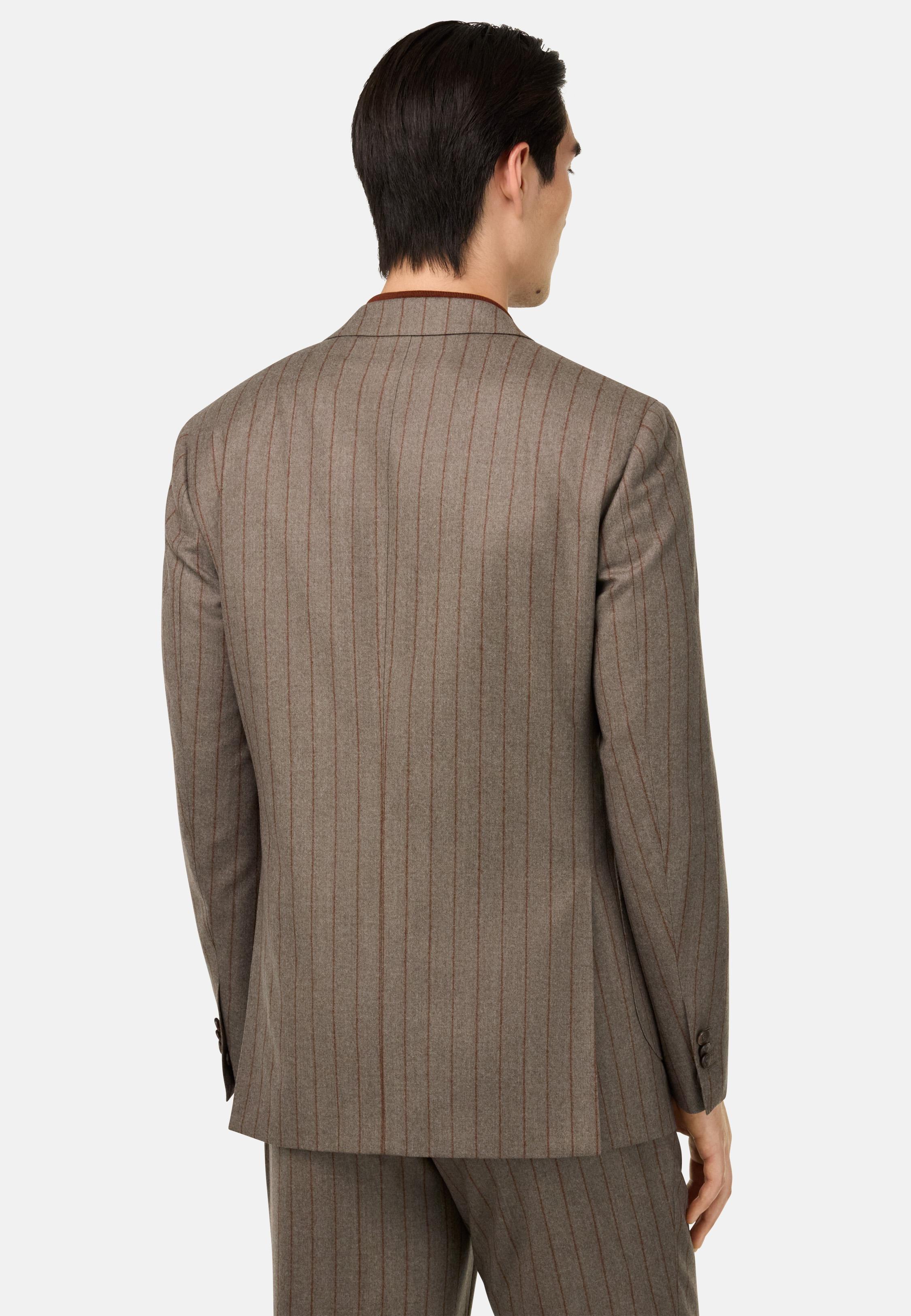 Pinstripe Pure Wool Suit Brown, Taupe, large image number 1