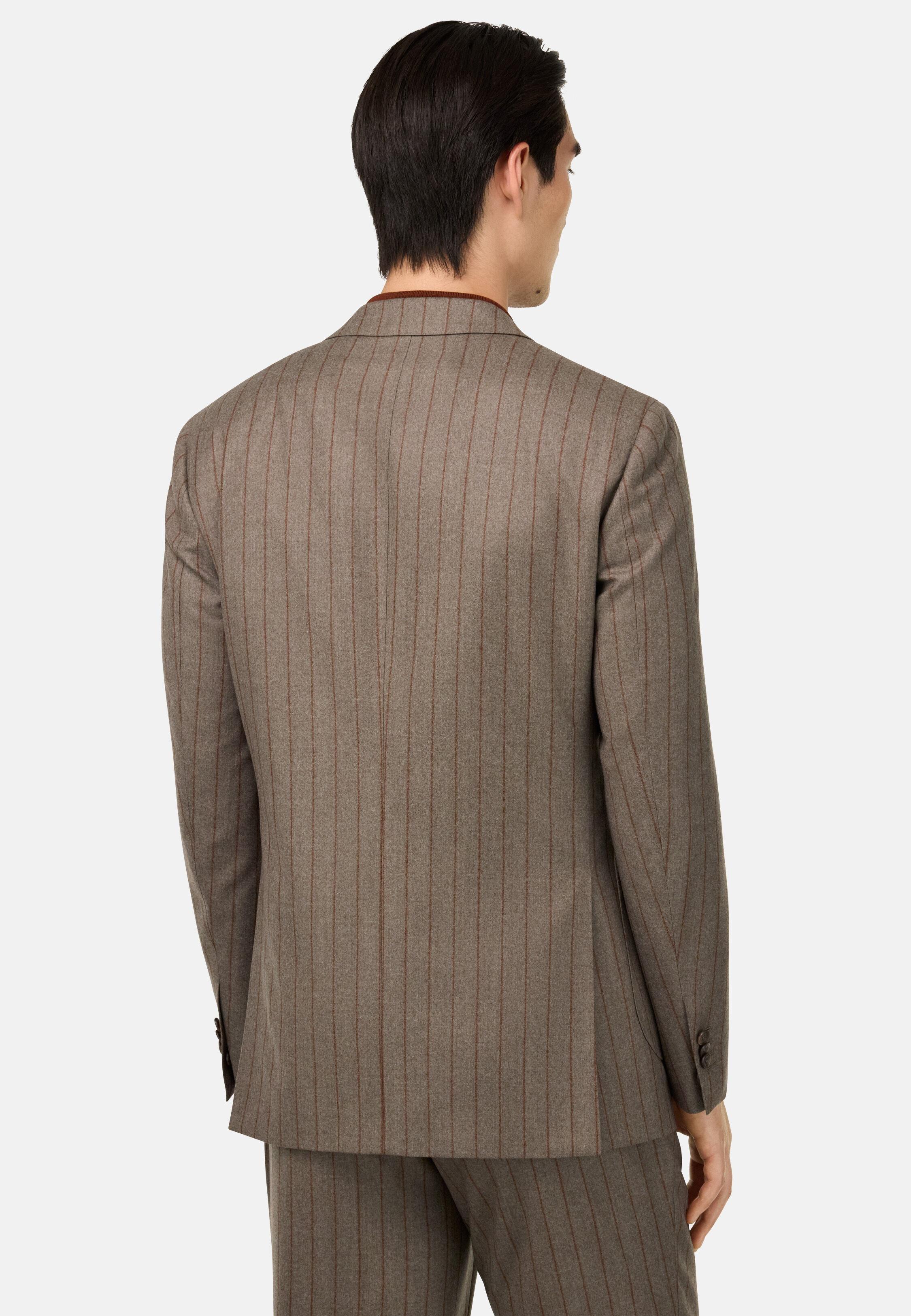 Pinstripe Pure Wool Suit Brown, 3901_TAUP, medium