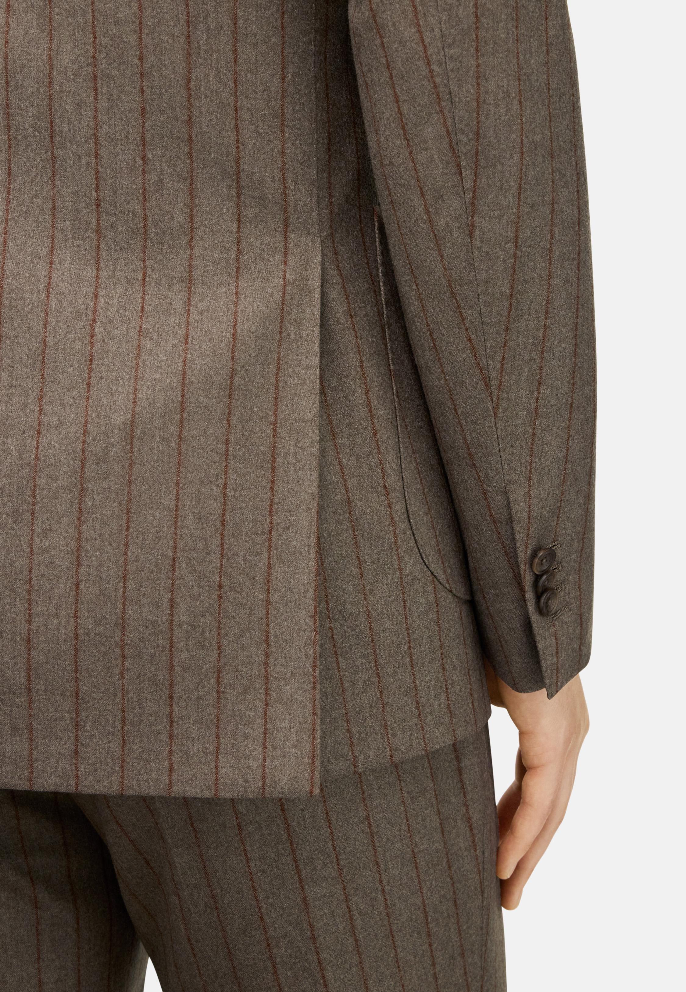 Pinstripe Pure Wool Suit Brown, Taupe, large image number 2