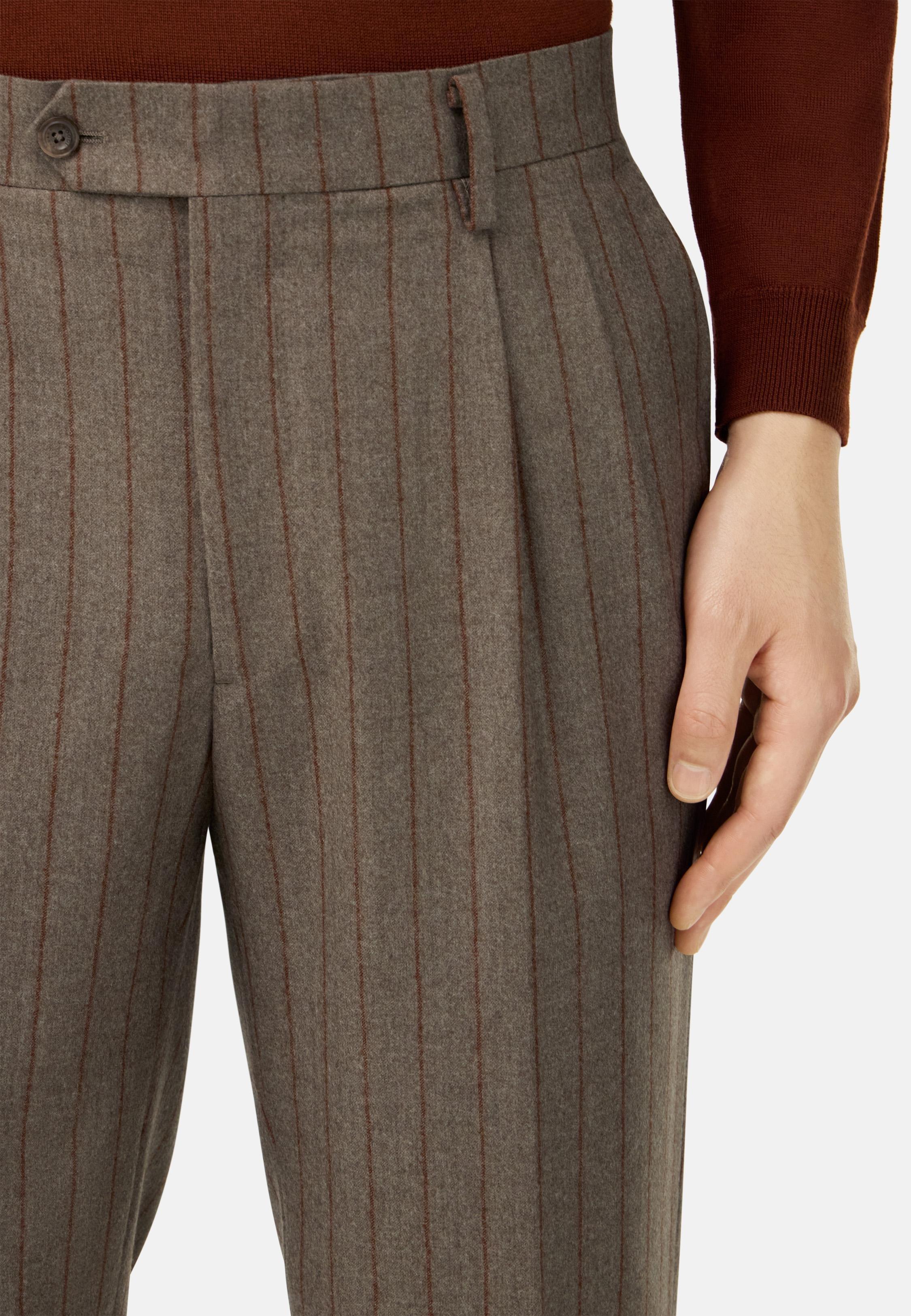 Pinstripe Pure Wool Suit Brown, Taupe, large image number 3