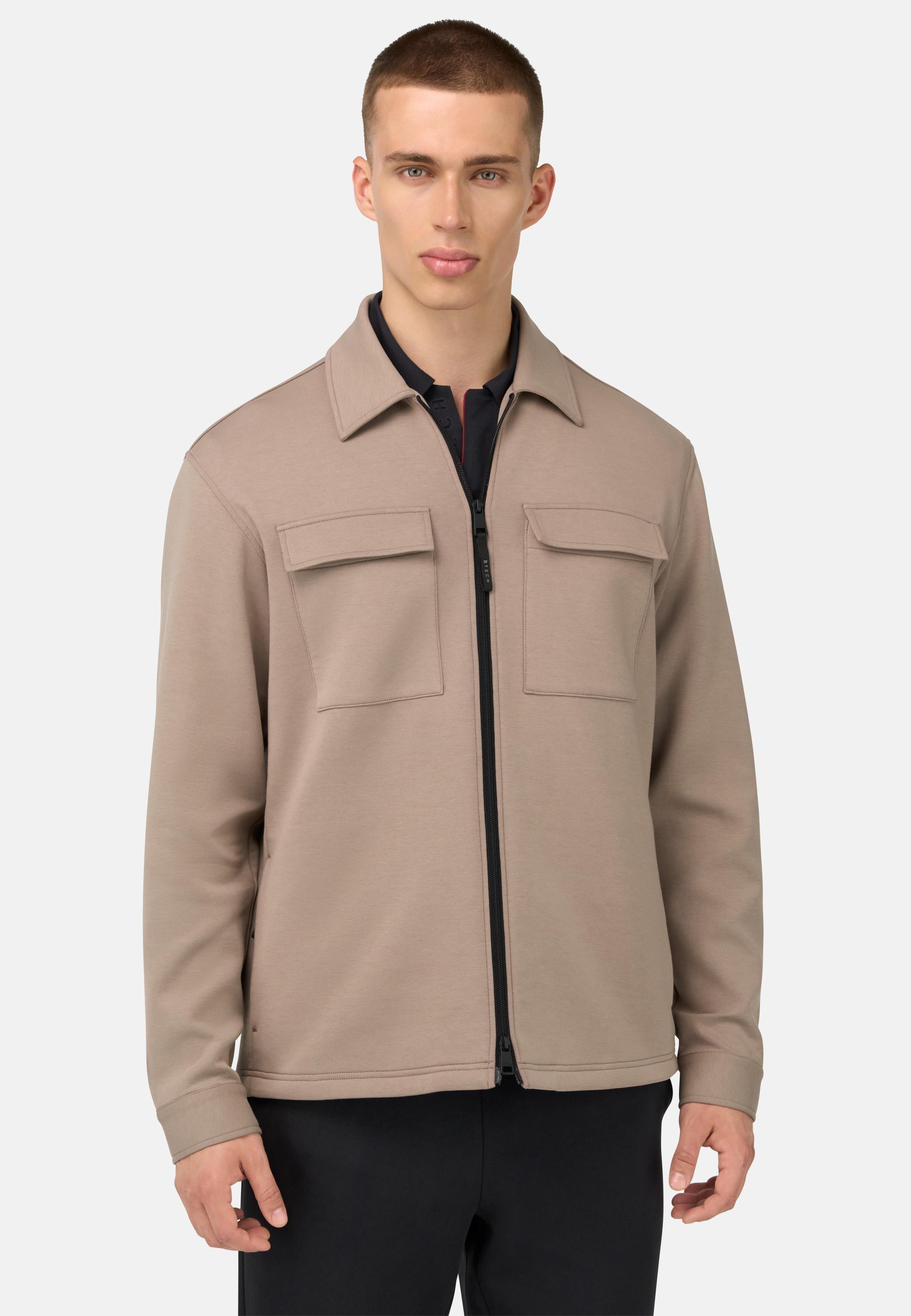 Nexus Shirt Jacket In Technical Fabric Brown, Taupe, medium