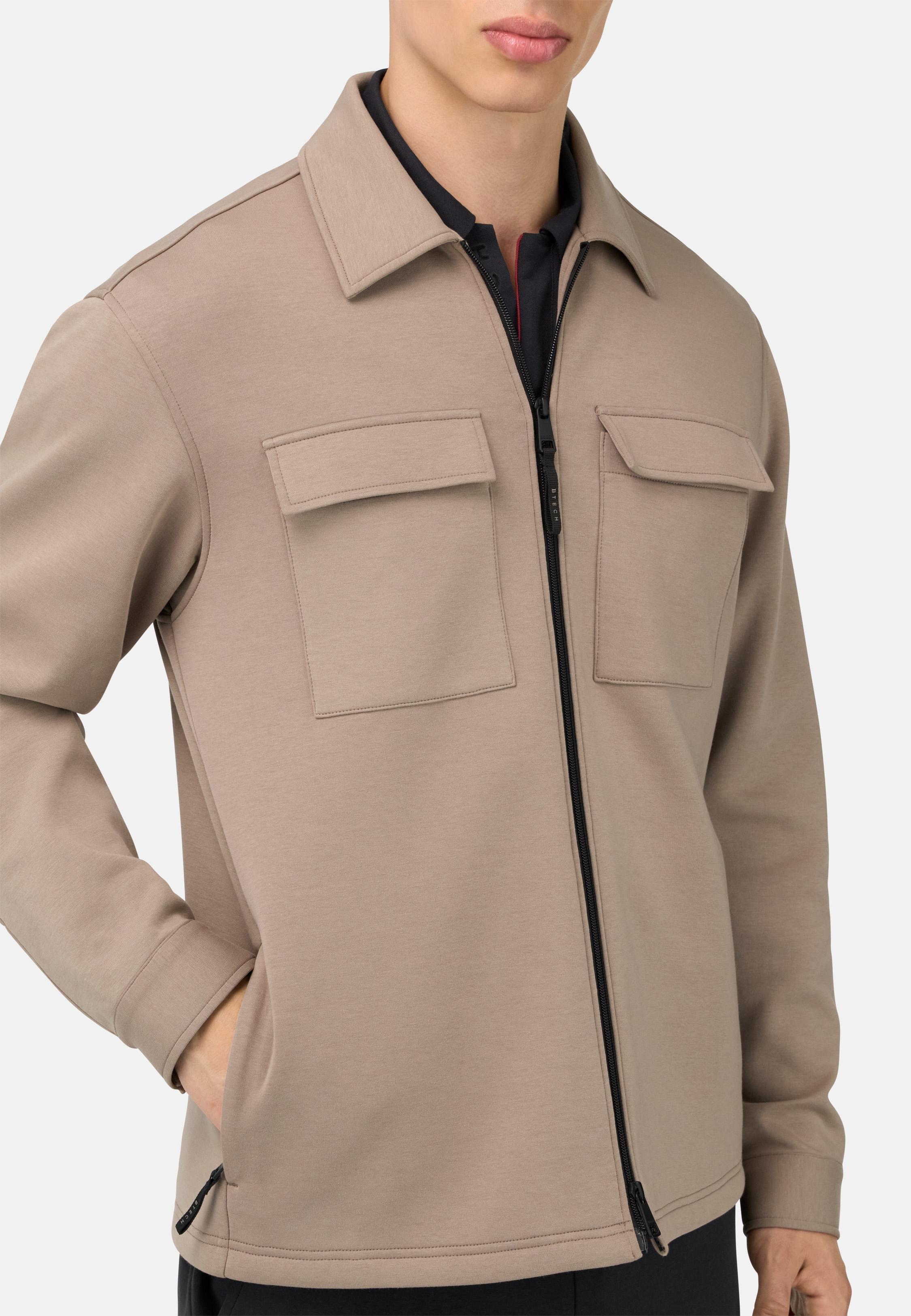 Nexus Shirt Jacket In Technical Fabric Brown, Taupe, medium