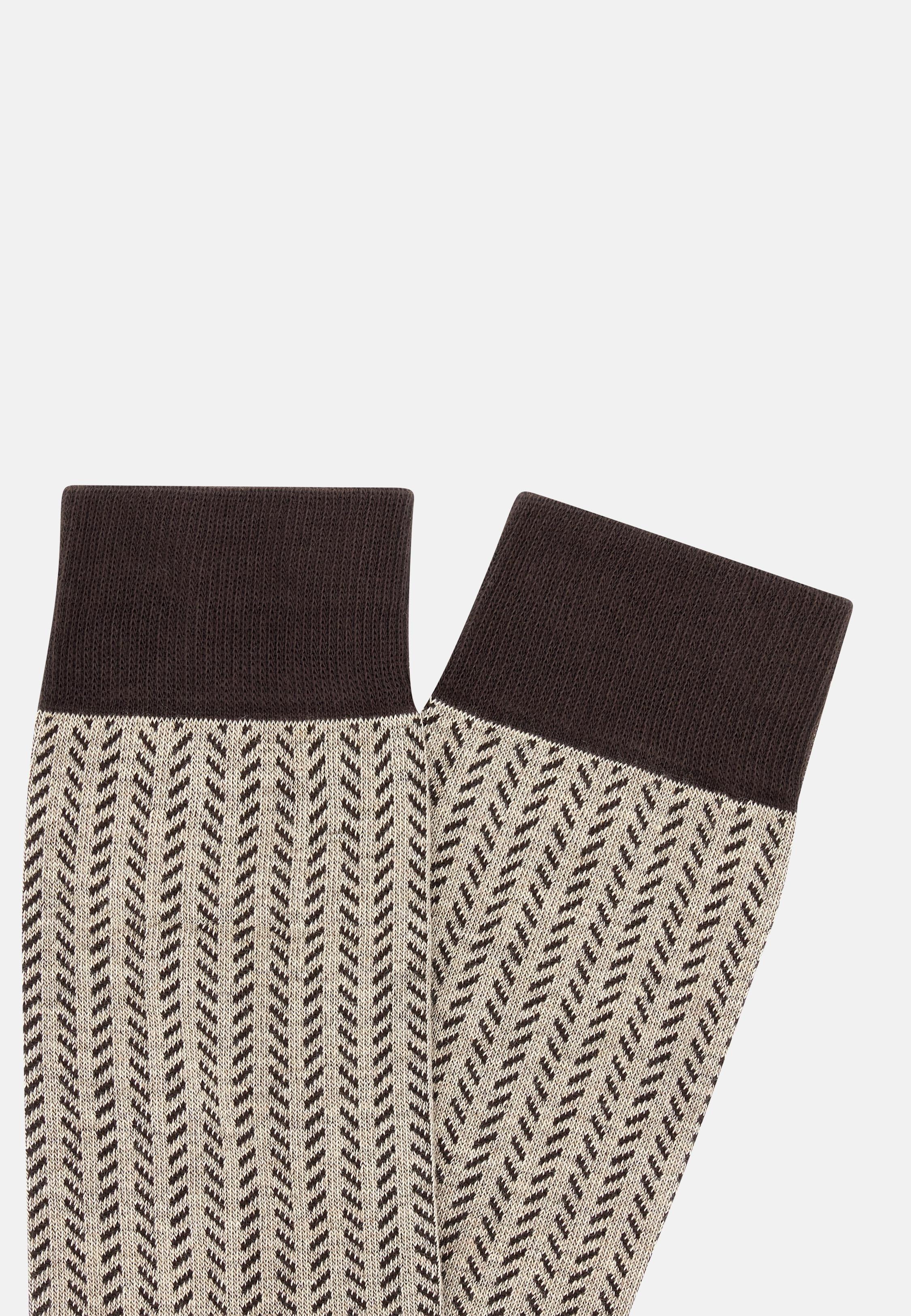 BROWN Herringbone Socks, Brown, large image number 0