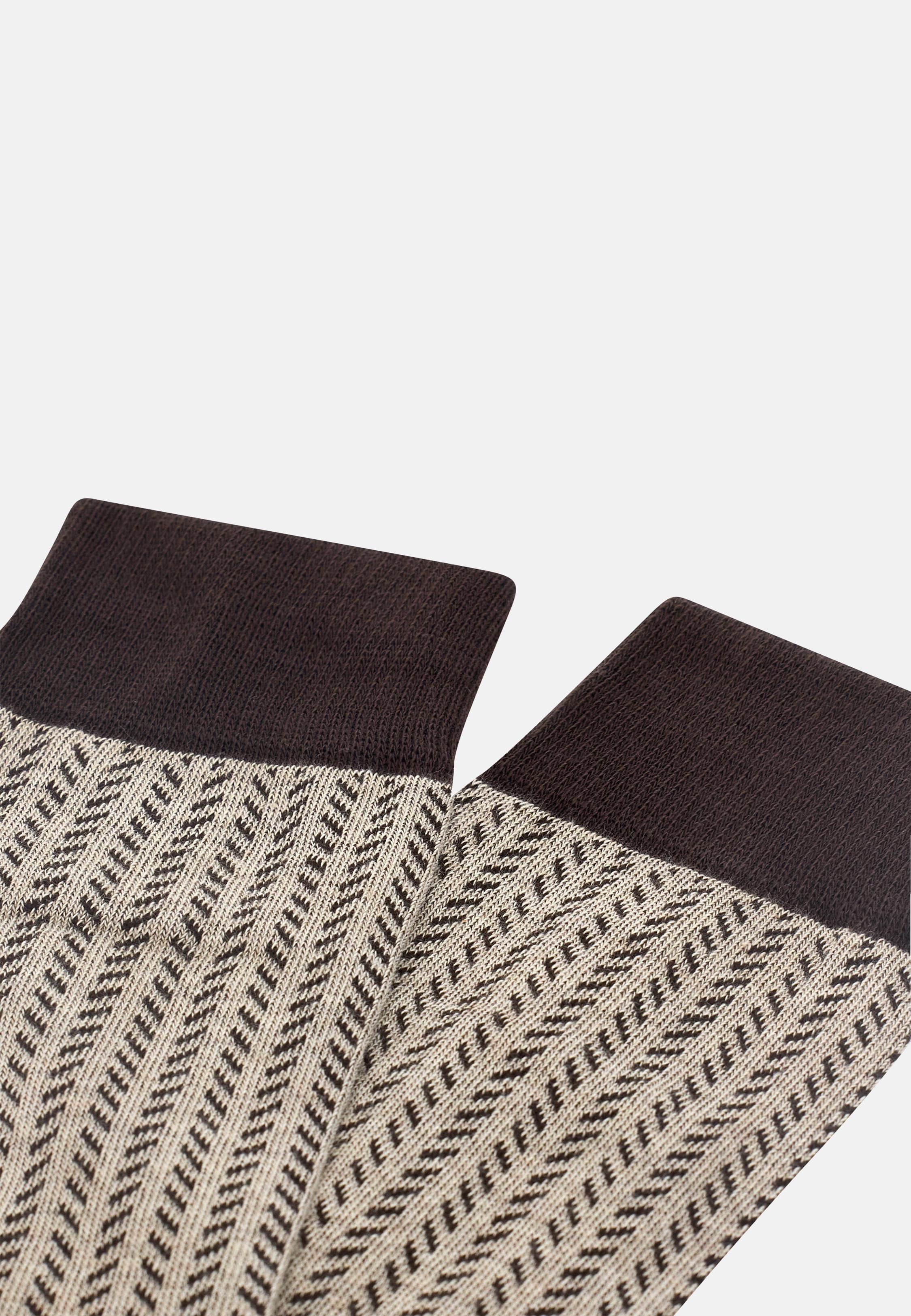 BROWN Herringbone Socks, Brown, large image number 1