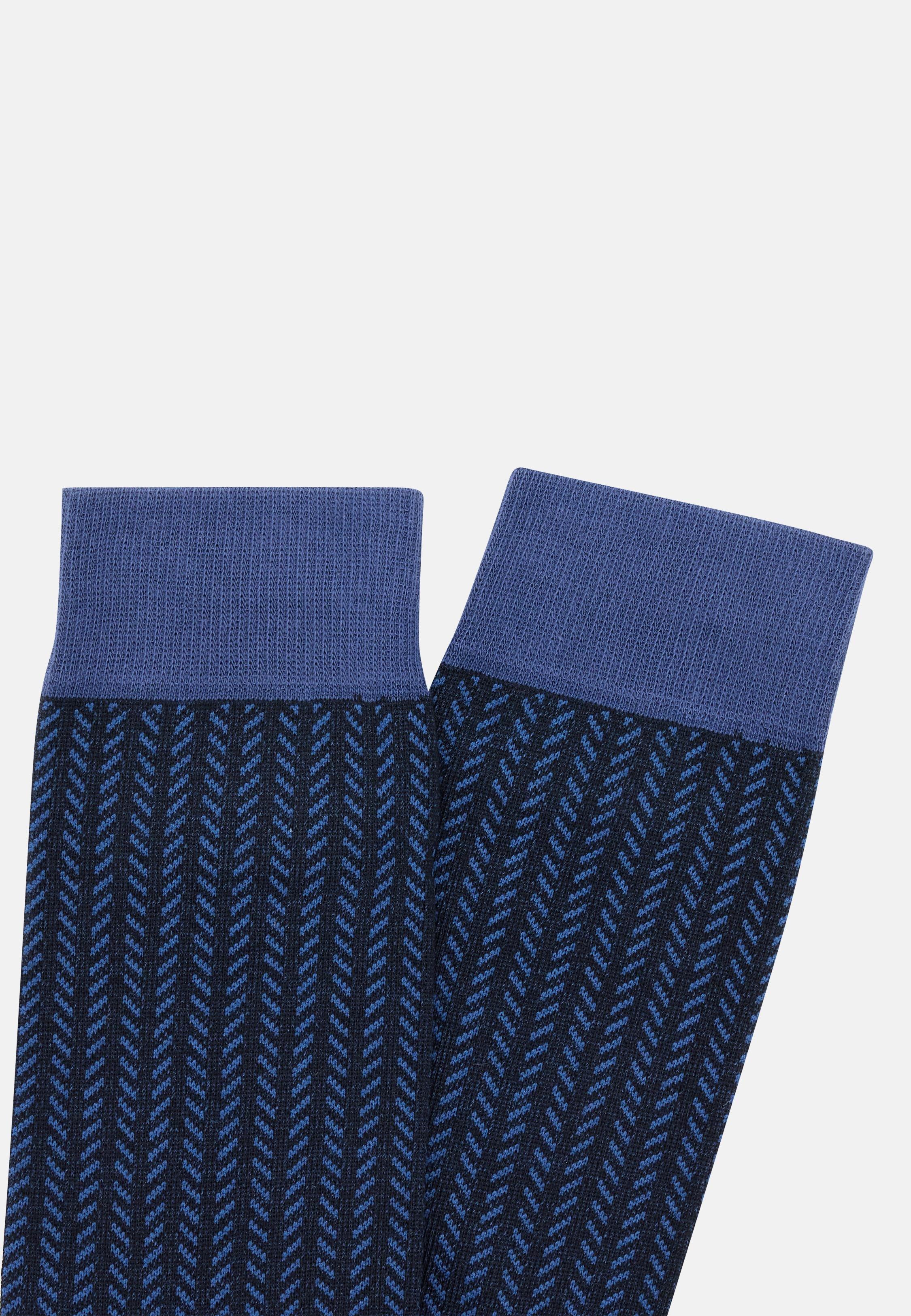 Herringbone Socks Blue, Navy blue, medium