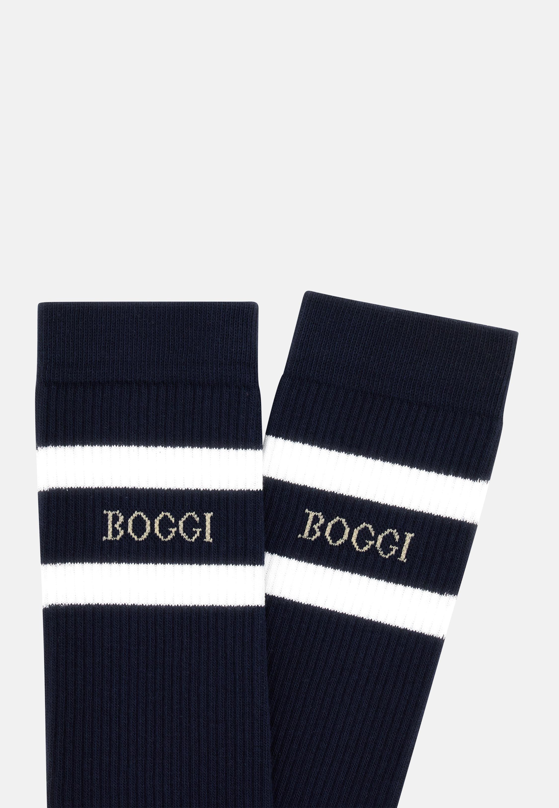 Logo Striped Socks Blue, Navy blue, medium