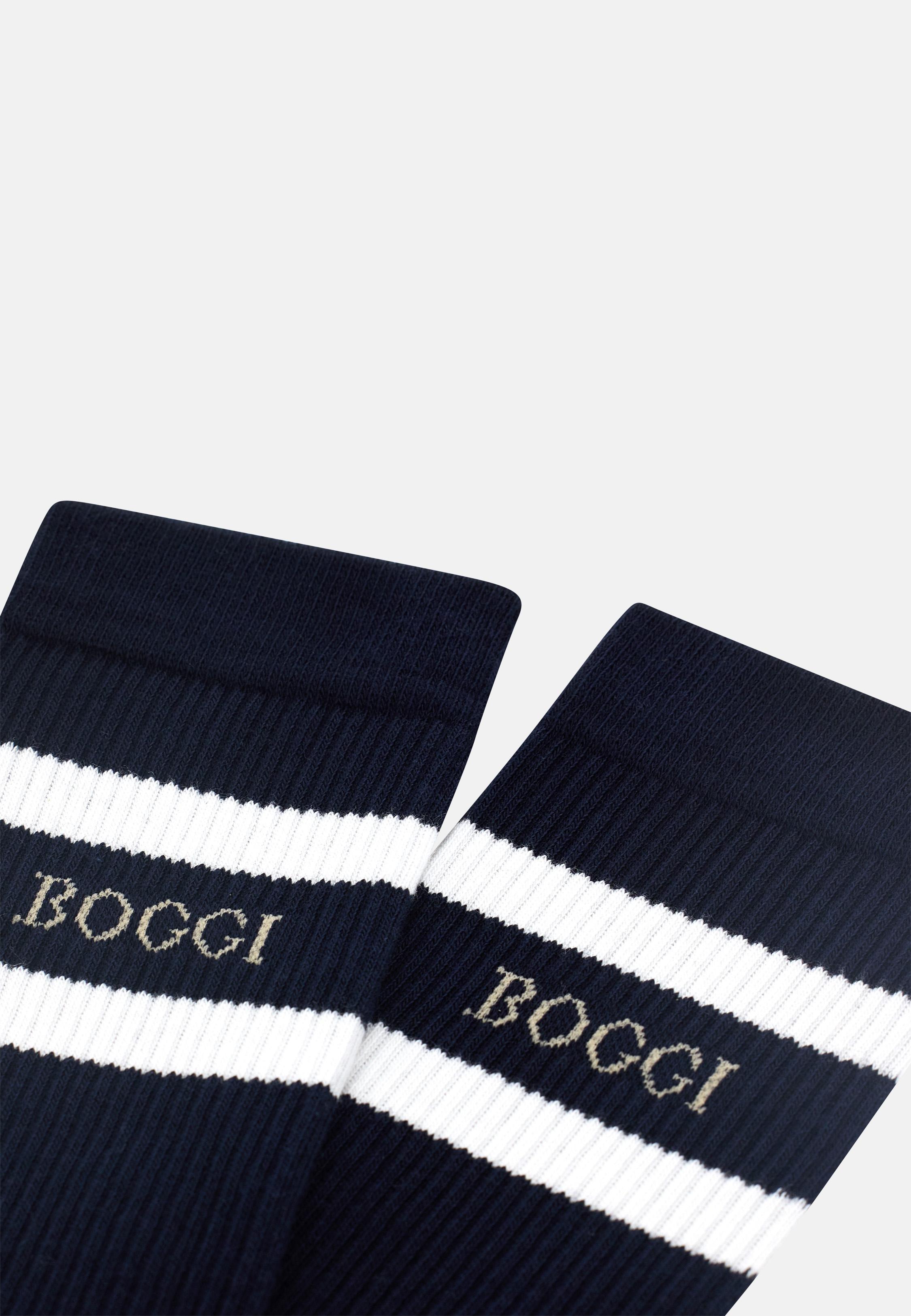 Logo Striped Socks Blue, Navy blue, medium