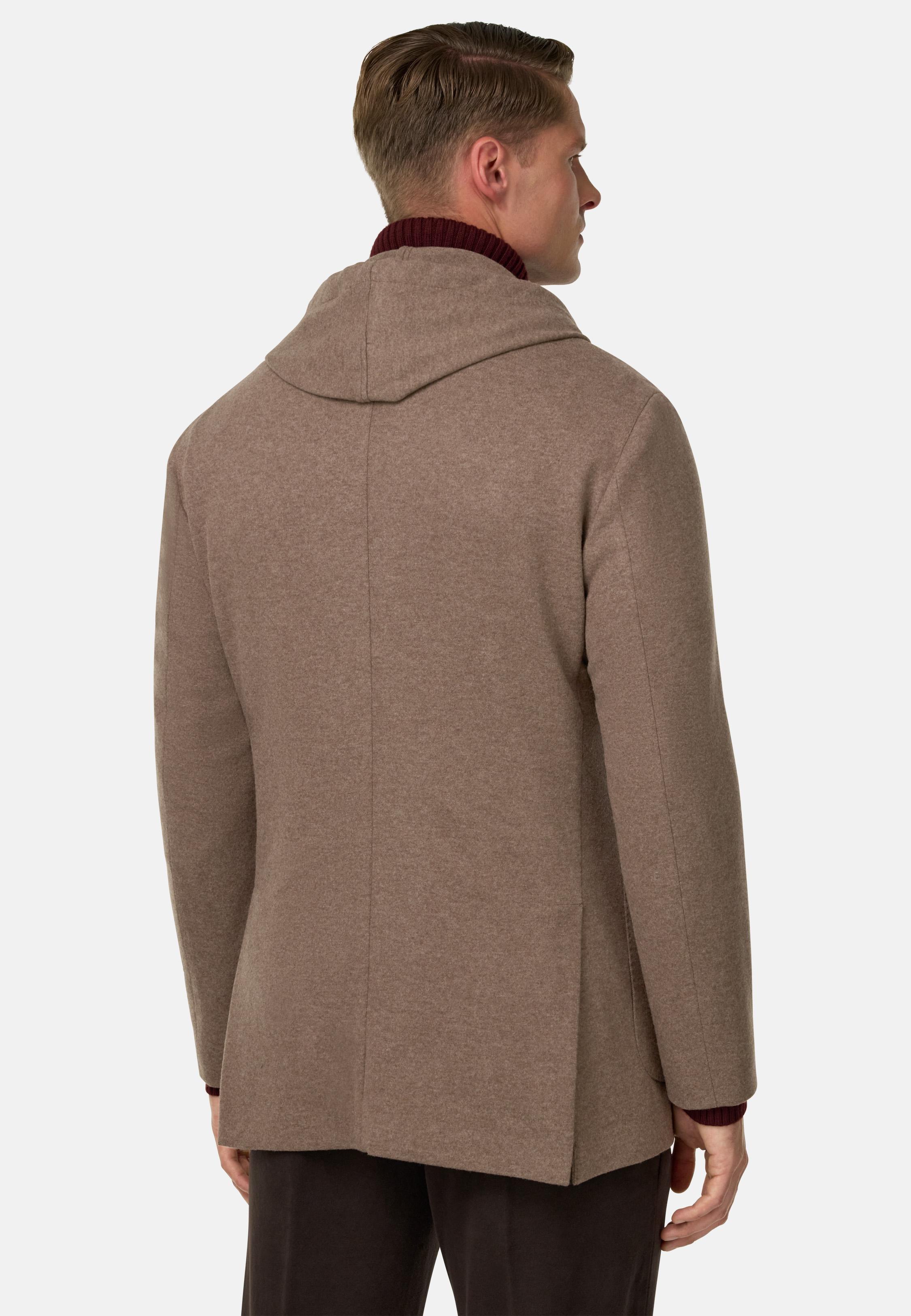 Madison Sweatshirt Jacket in Wool and Cashmere Brown, Brown, medium