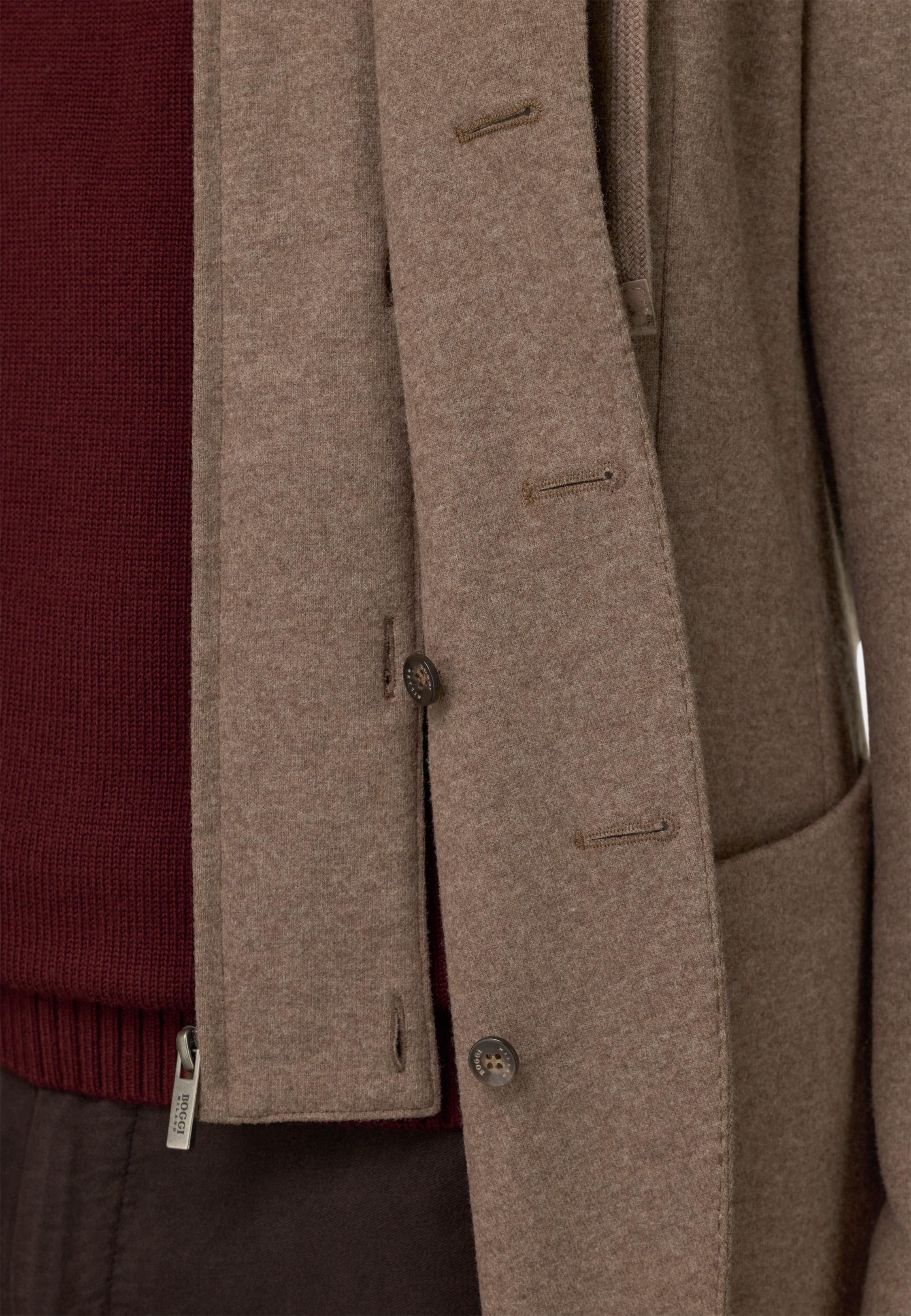 Madison Sweatshirt Jacket in Wool and Cashmere Brown, Brown, medium