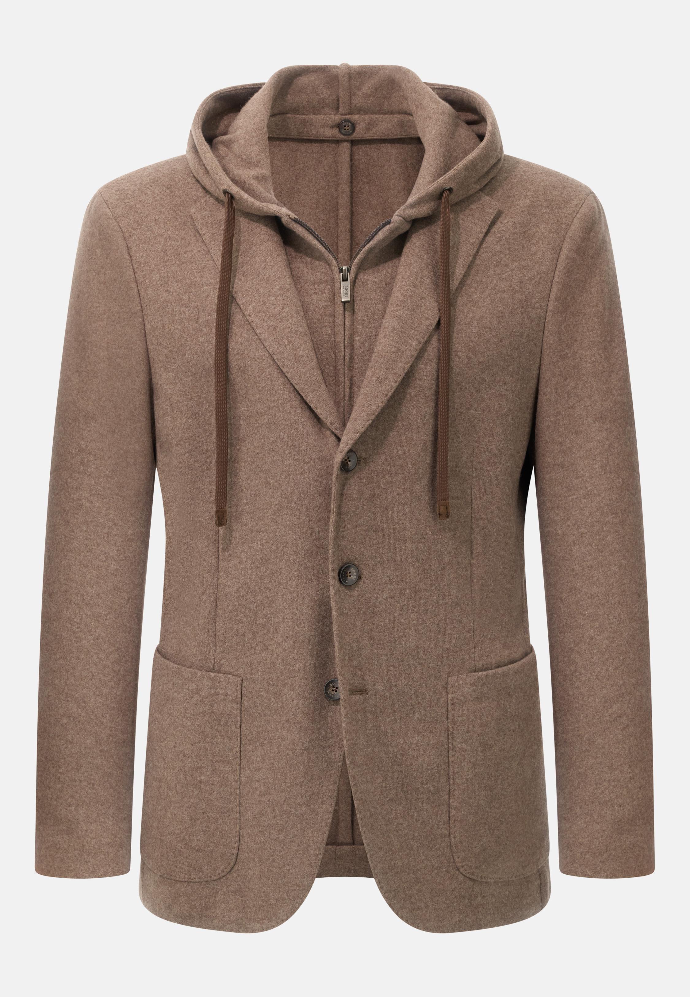 Madison Sweatshirt Jacket in Wool and Cashmere Brown, Brown, large image number 3