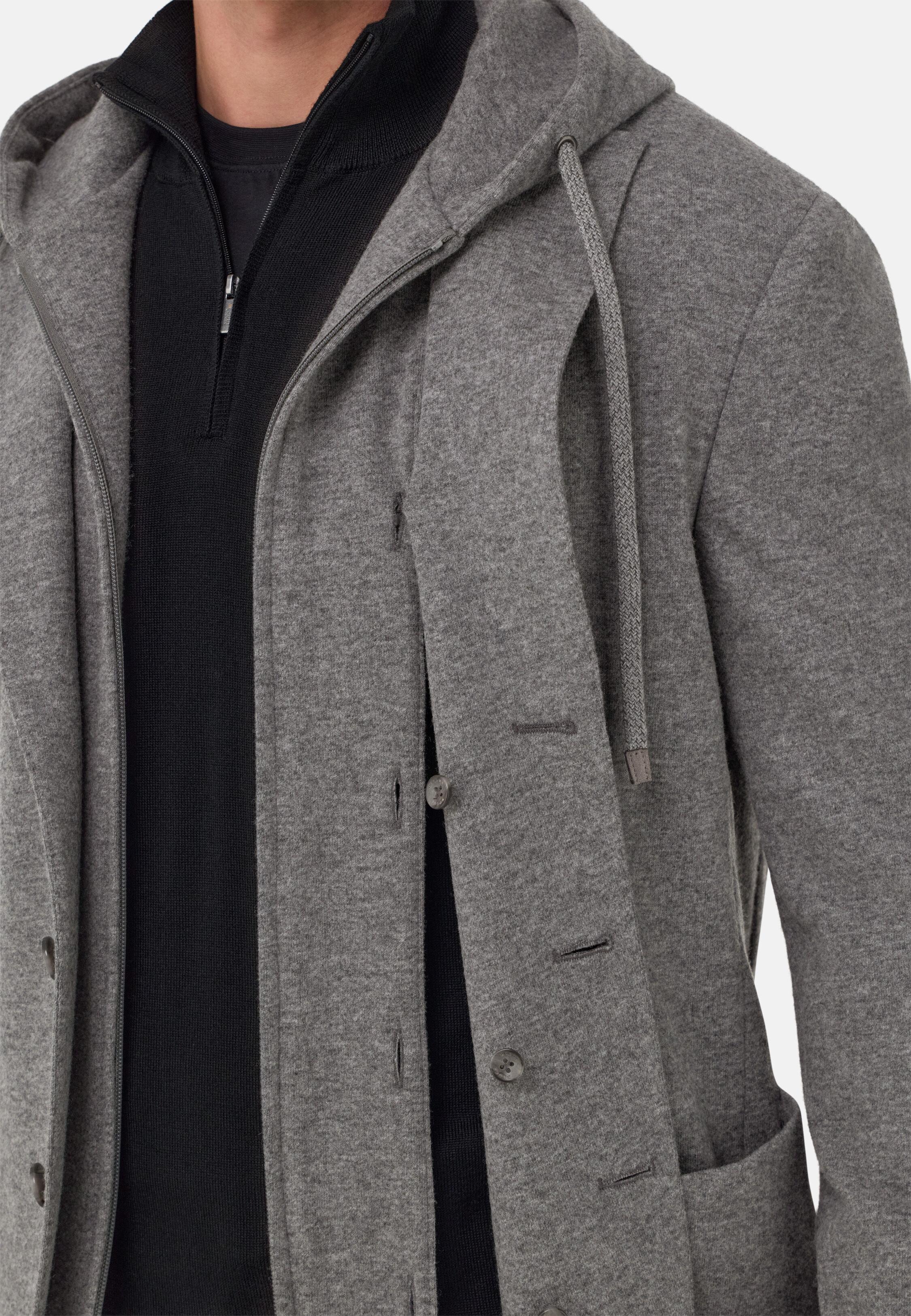 Madison Sweatshirt Jacket in Wool and Cashmere Grey, Grey, large image number 5